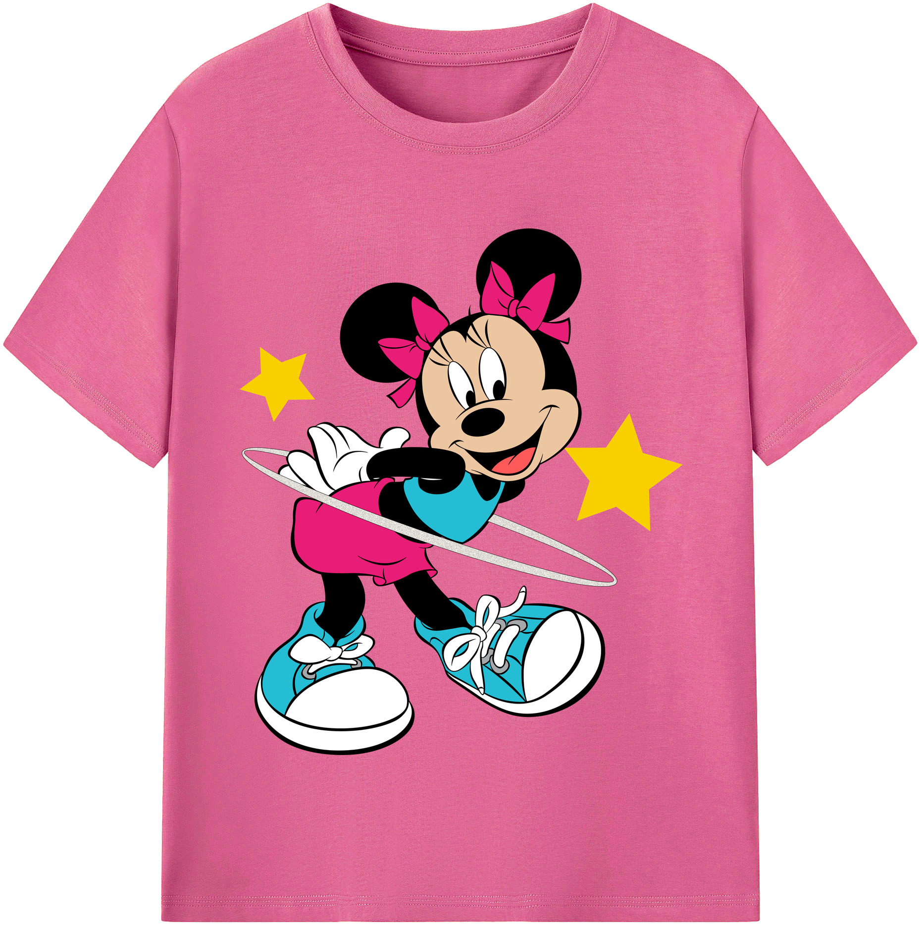 （画像用） ミッキーマウス Mickey Mouse レディースカジュアルプリントTシャツ（綿100％）