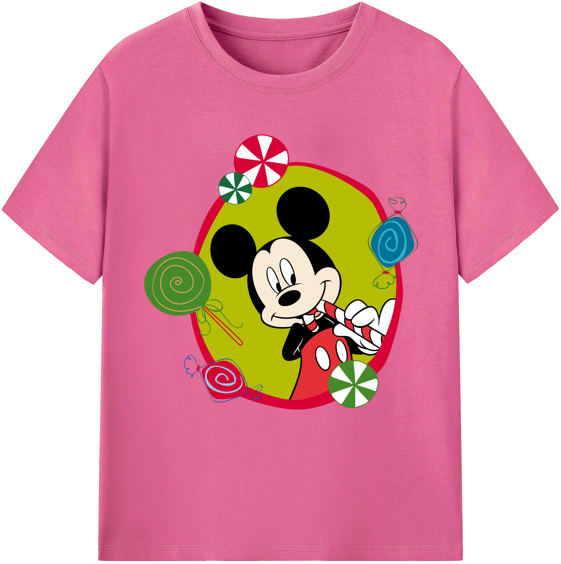 （画像用） ミッキーマウス Mickey Mouse レディースカジュアルプリントTシャツ（綿100％）