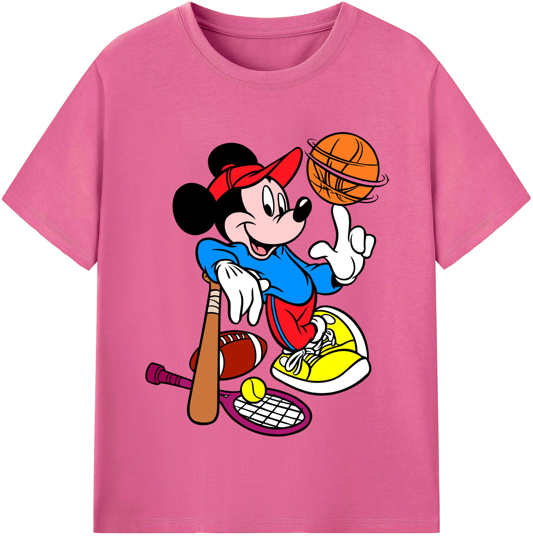 （画像用） ミッキーマウス Mickey Mouse レディースカジュアルプリントTシャツ（綿100％）