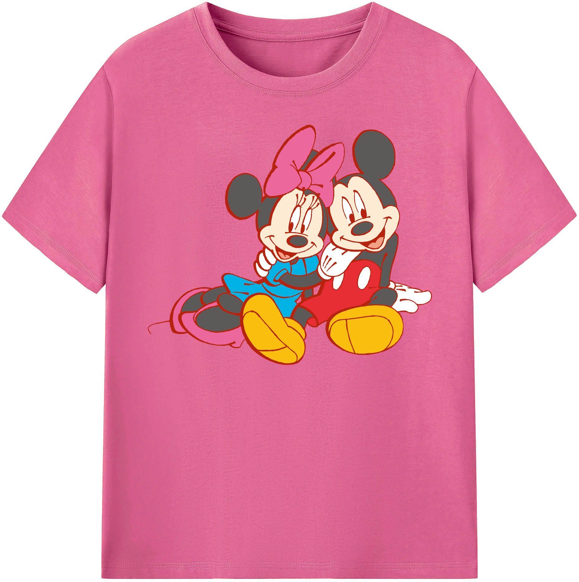 （画像用） ミッキーマウス Mickey Mouse レディースカジュアルプリントTシャツ（綿100％）