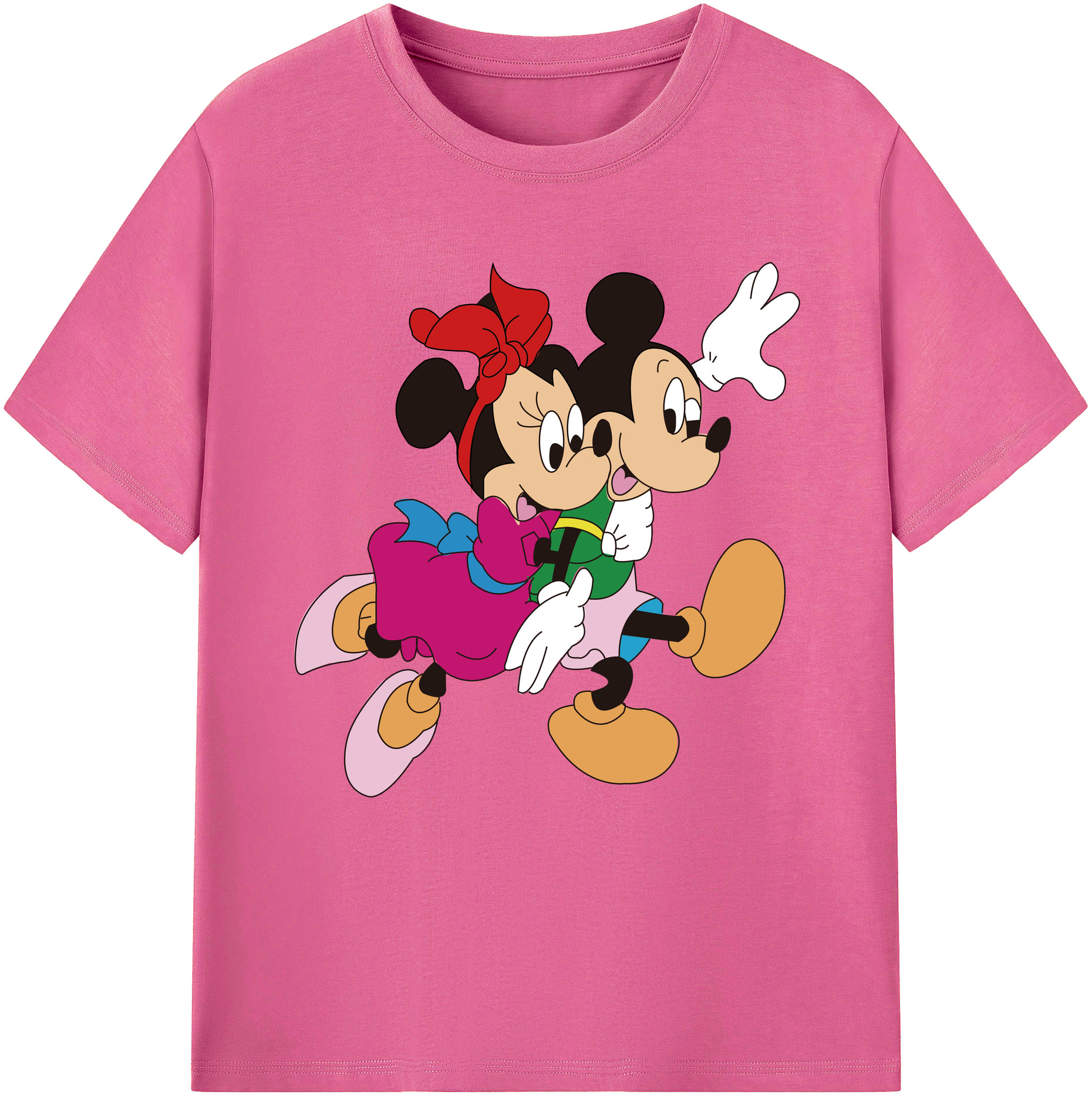 （画像用） ミッキーマウス Mickey Mouse レディースカジュアルプリントTシャツ（綿100％）