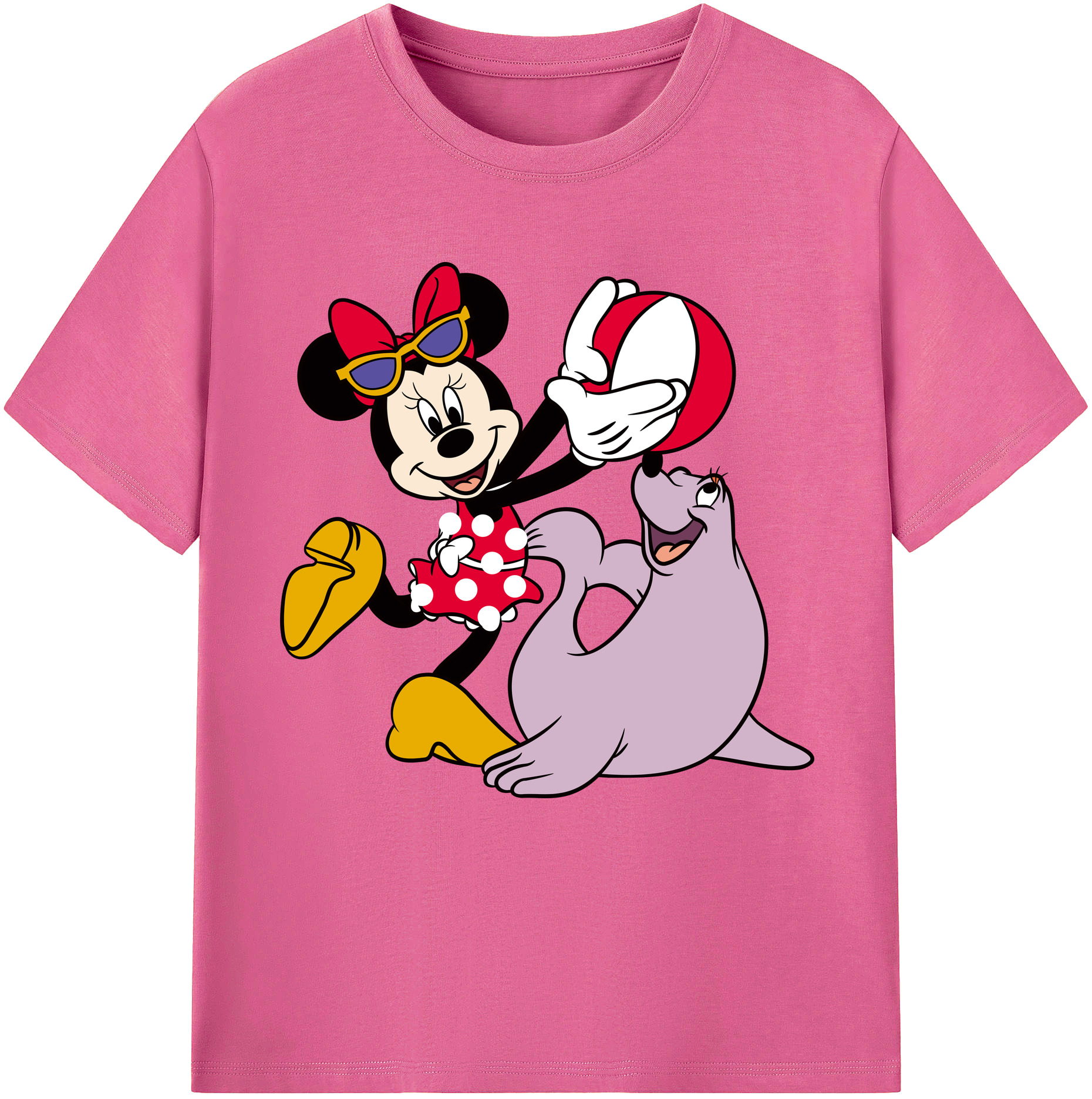 （画像用） ミッキーマウス Mickey Mouse レディースカジュアルプリントTシャツ（綿100％）