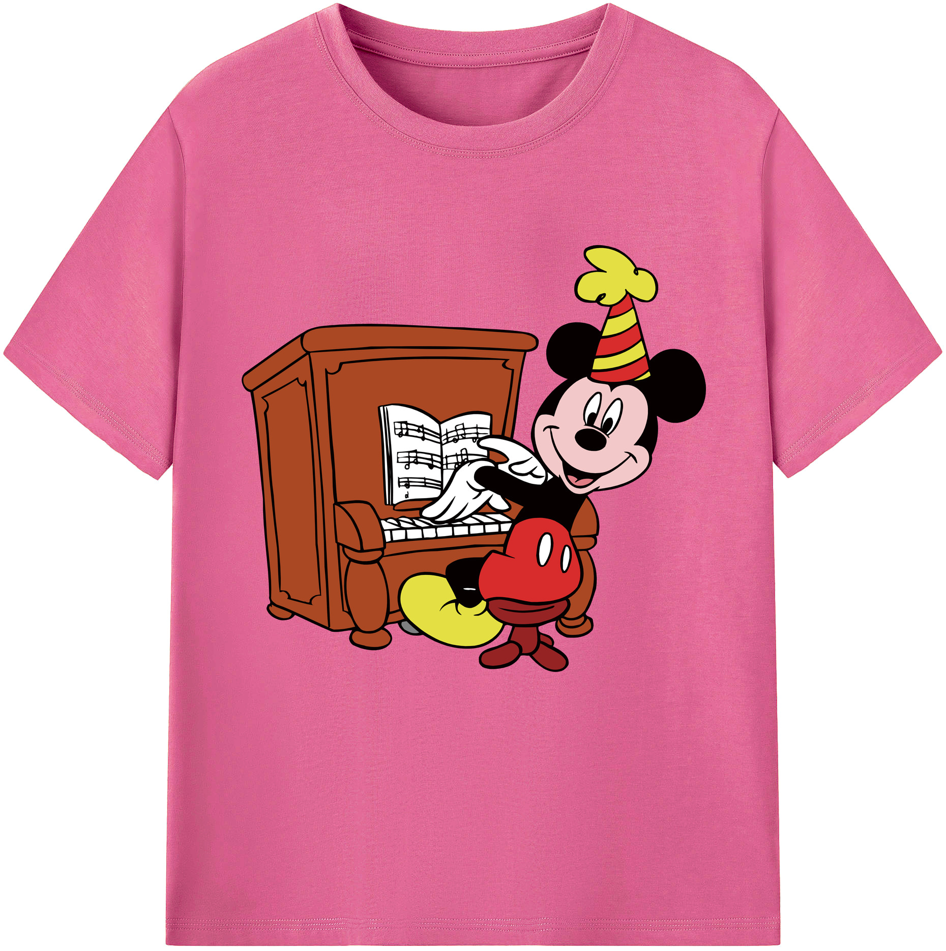 （画像用） ミッキーマウス Mickey Mouse レディースカジュアルプリントTシャツ（綿100％）