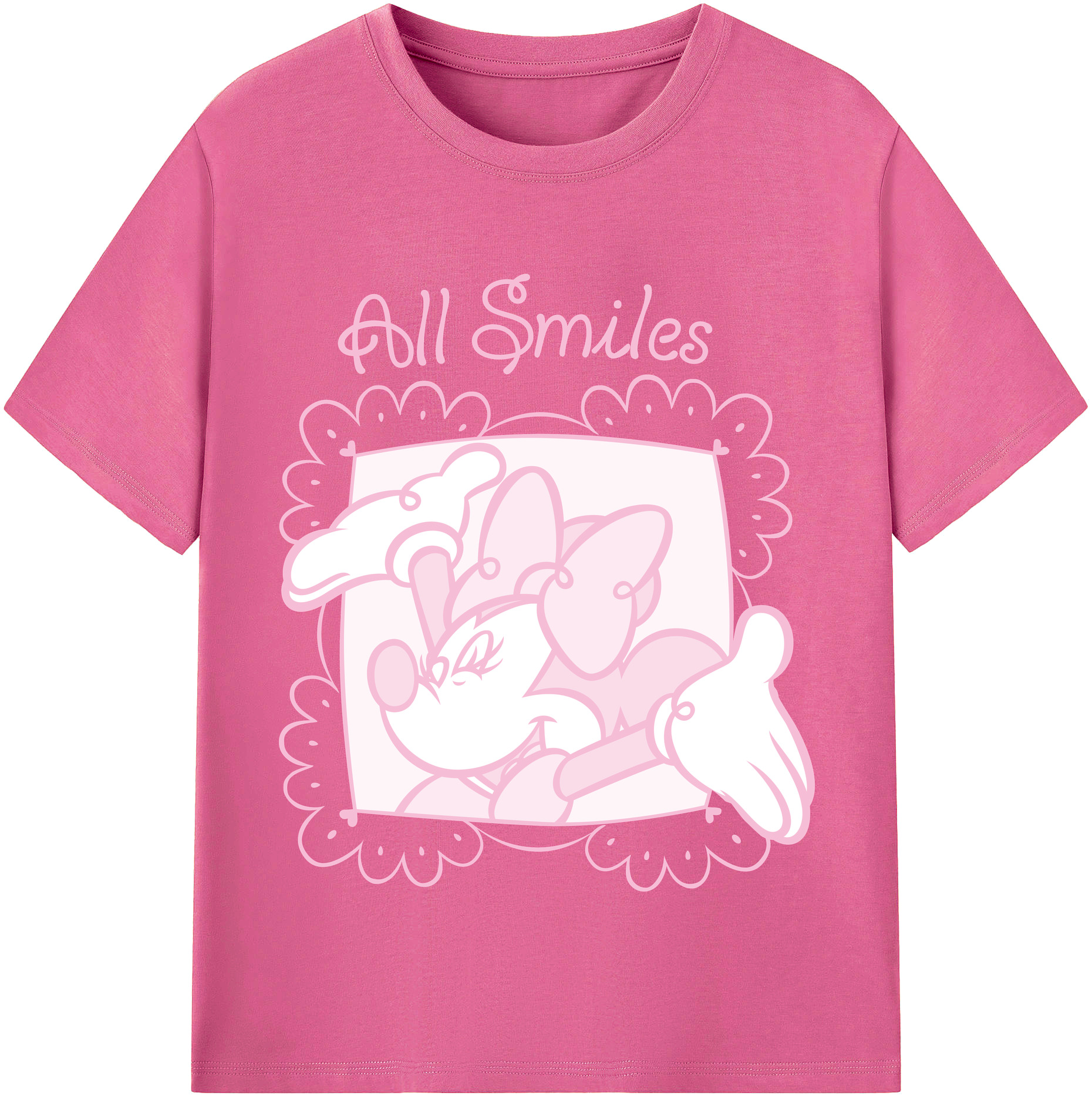 （画像用） ミッキーマウス Mickey Mouse レディースカジュアルプリントTシャツ（綿100％）