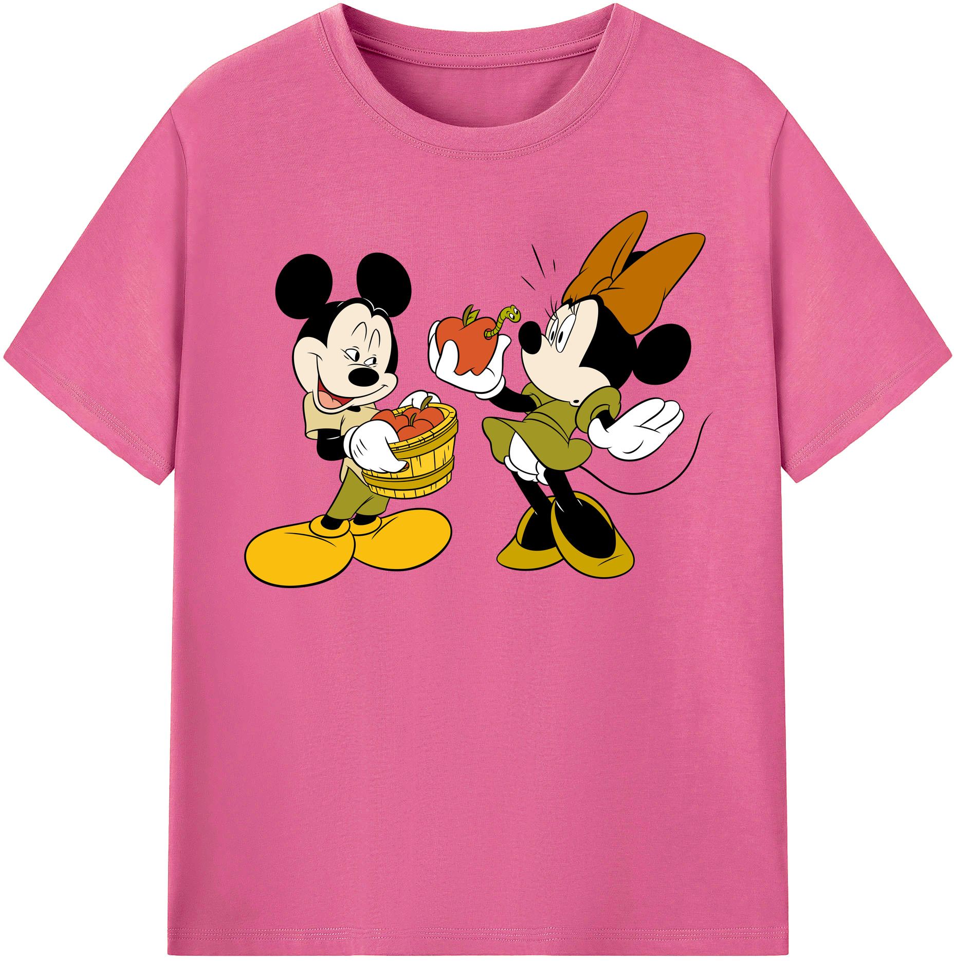（画像用） ミッキーマウス Mickey Mouse レディースカジュアルプリントTシャツ（綿100％）