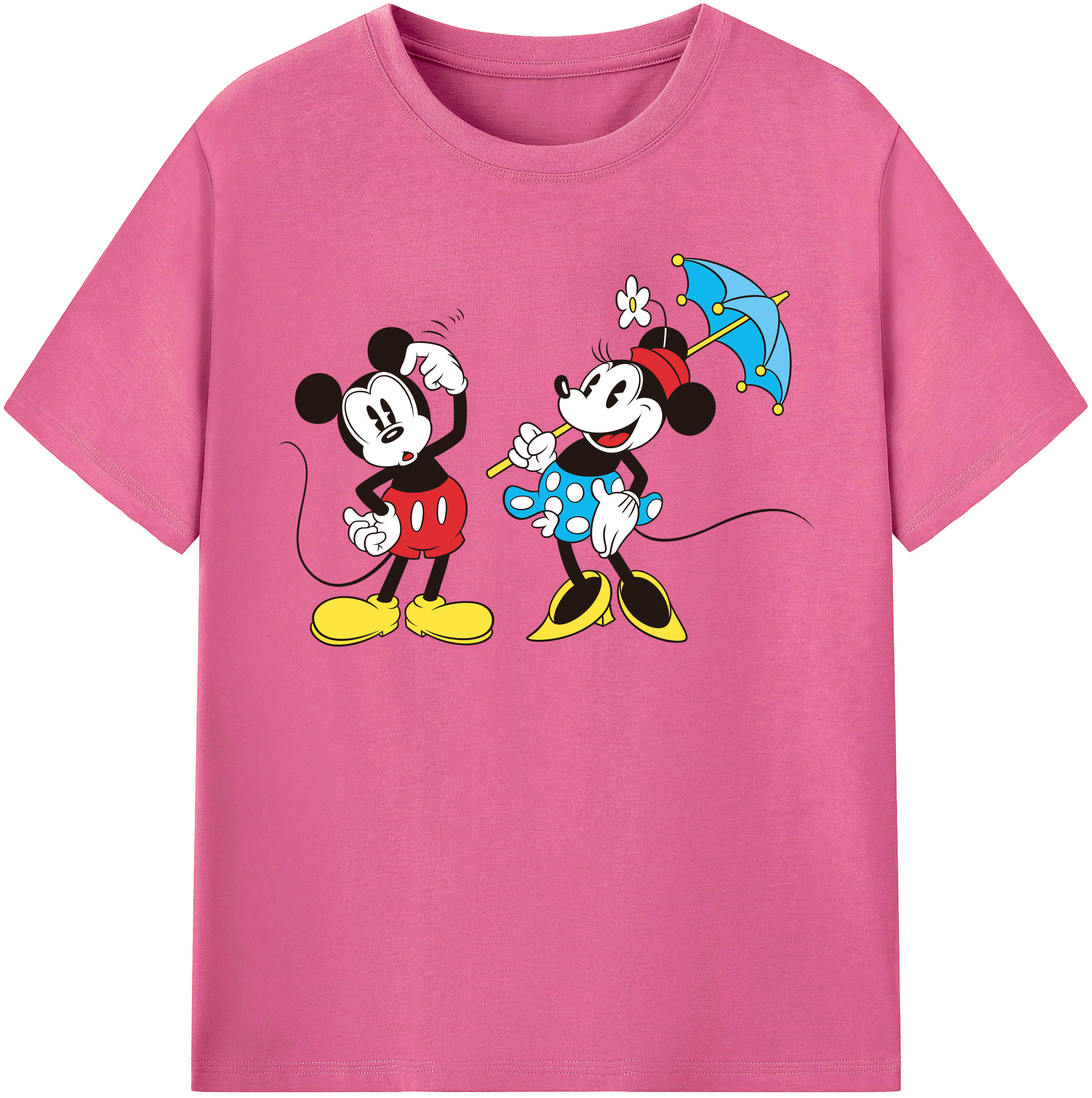 （画像用） ミッキーマウス Mickey Mouse レディースカジュアルプリントTシャツ（綿100％）
