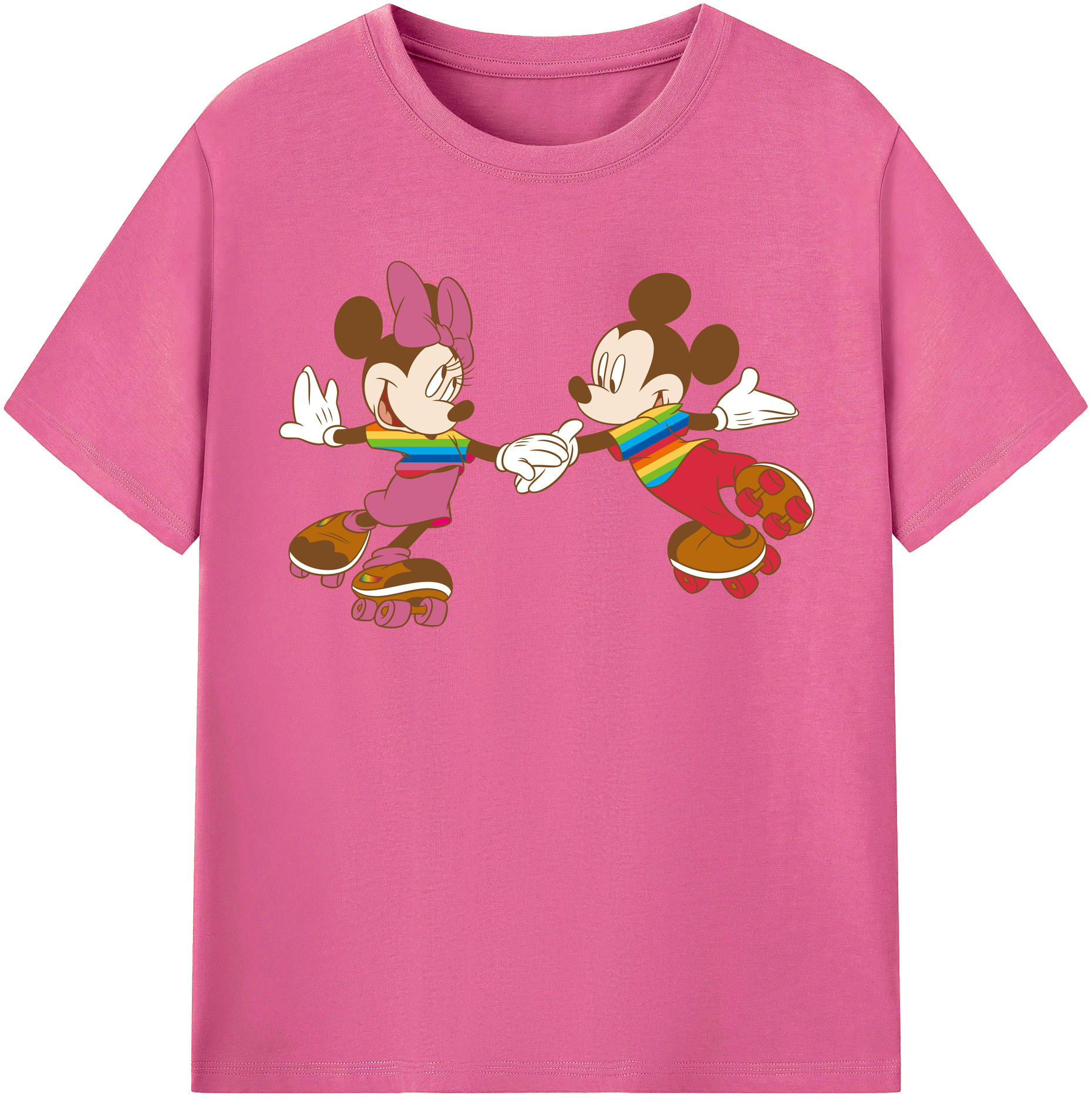 （画像用） ミッキーマウス Mickey Mouse レディースカジュアルプリントTシャツ（綿100％）