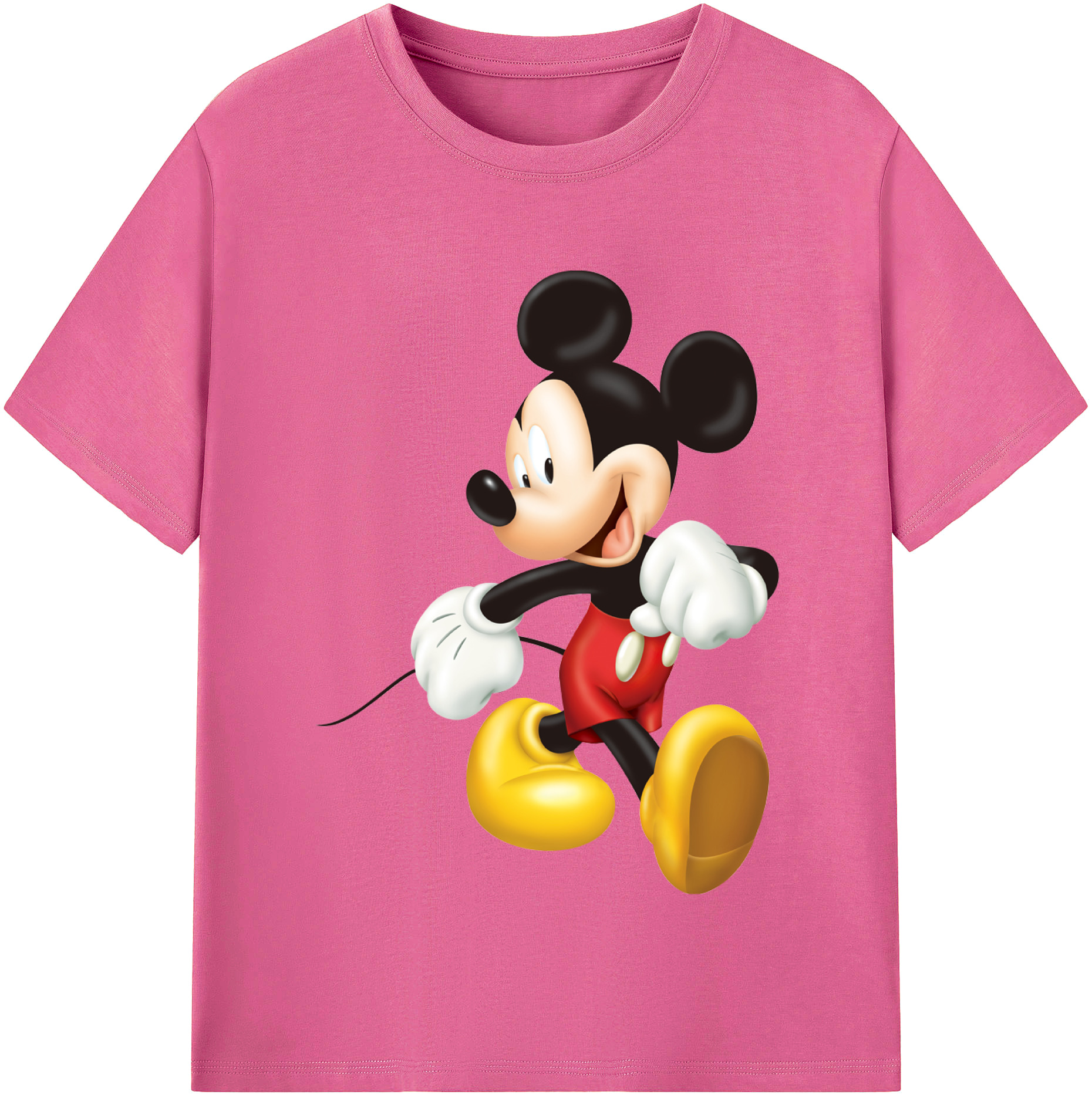 （画像用） ミッキーマウス Mickey Mouse レディースカジュアルプリントTシャツ（綿100％）