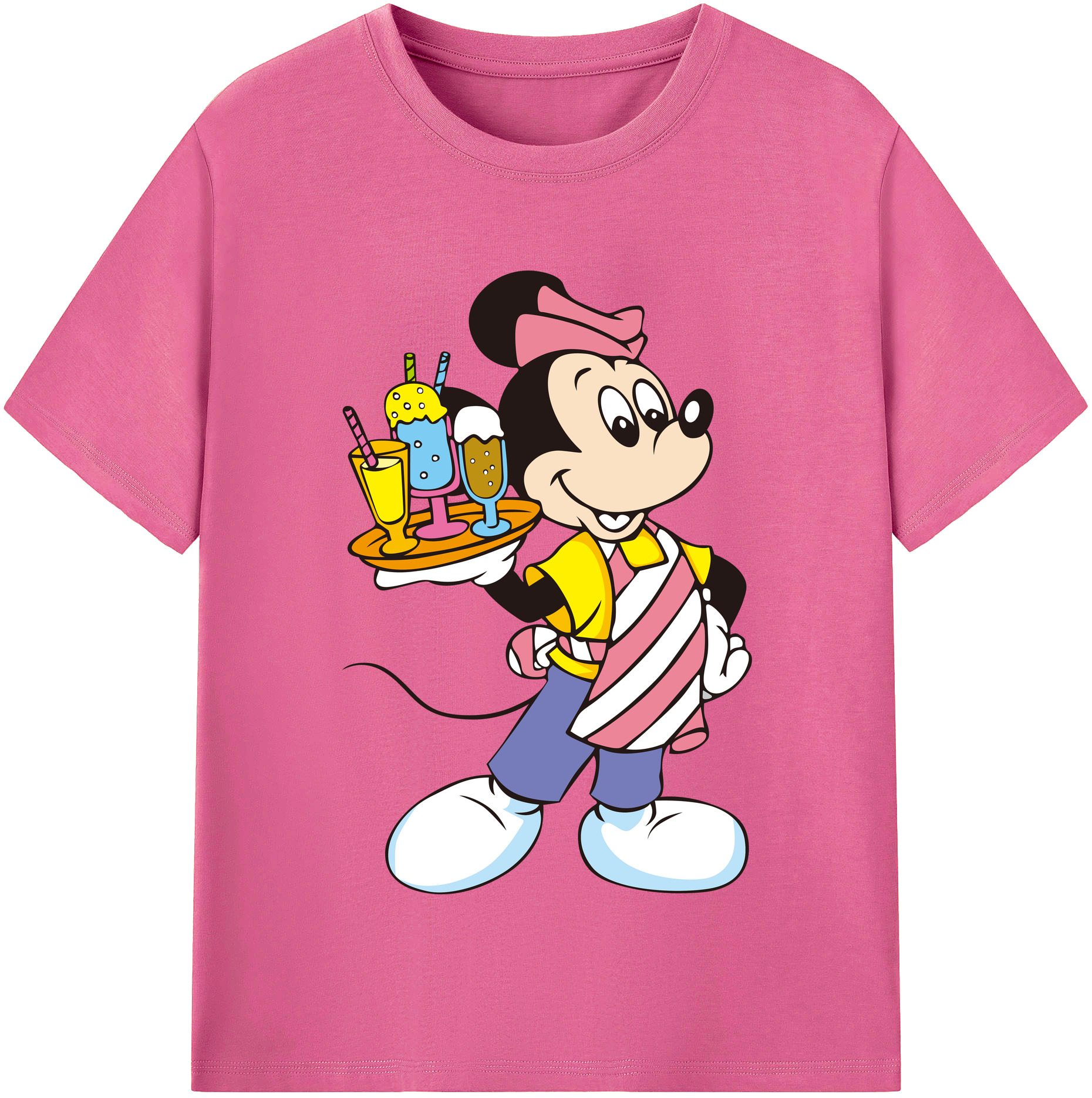 （画像用） ミッキーマウス Mickey Mouse レディースカジュアルプリントTシャツ（綿100％）