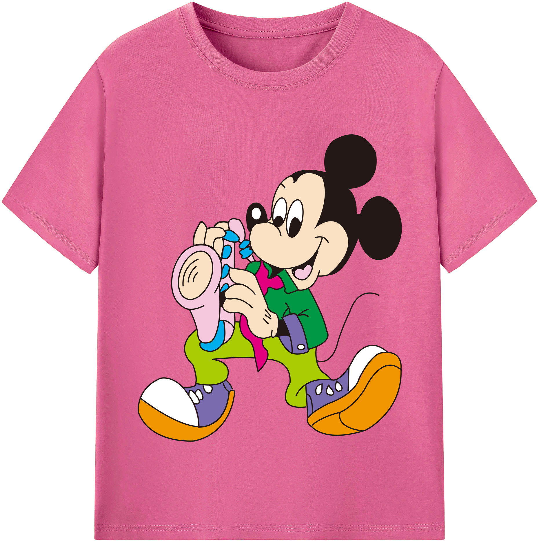 （画像用） ミッキーマウス Mickey Mouse レディースカジュアルプリントTシャツ（綿100％）