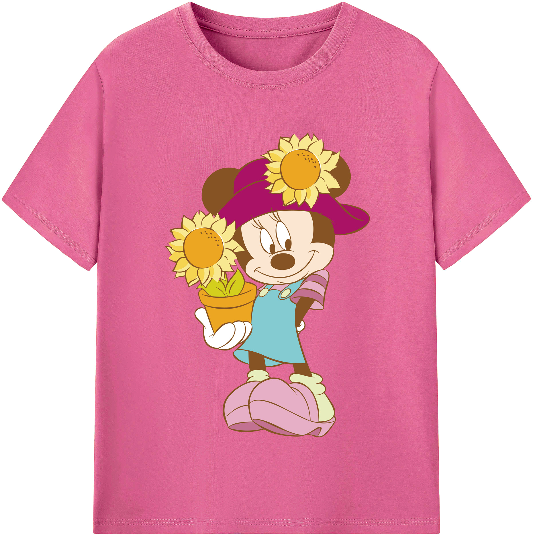 （画像用） ミッキーマウス Mickey Mouse レディースカジュアルプリントTシャツ（綿100％）