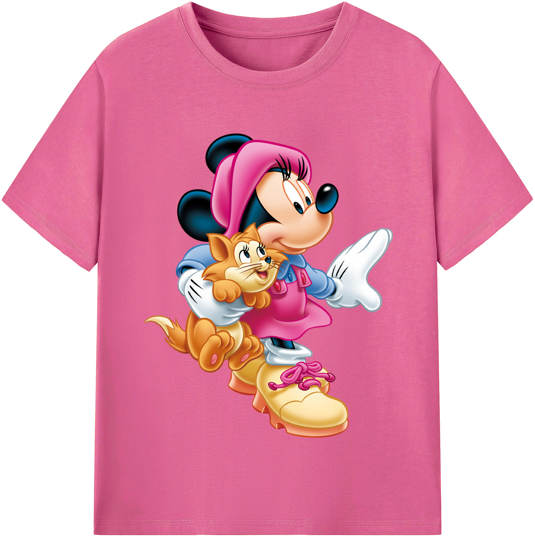 （画像用） ミッキーマウス Mickey Mouse レディースカジュアルプリントTシャツ（綿100％）