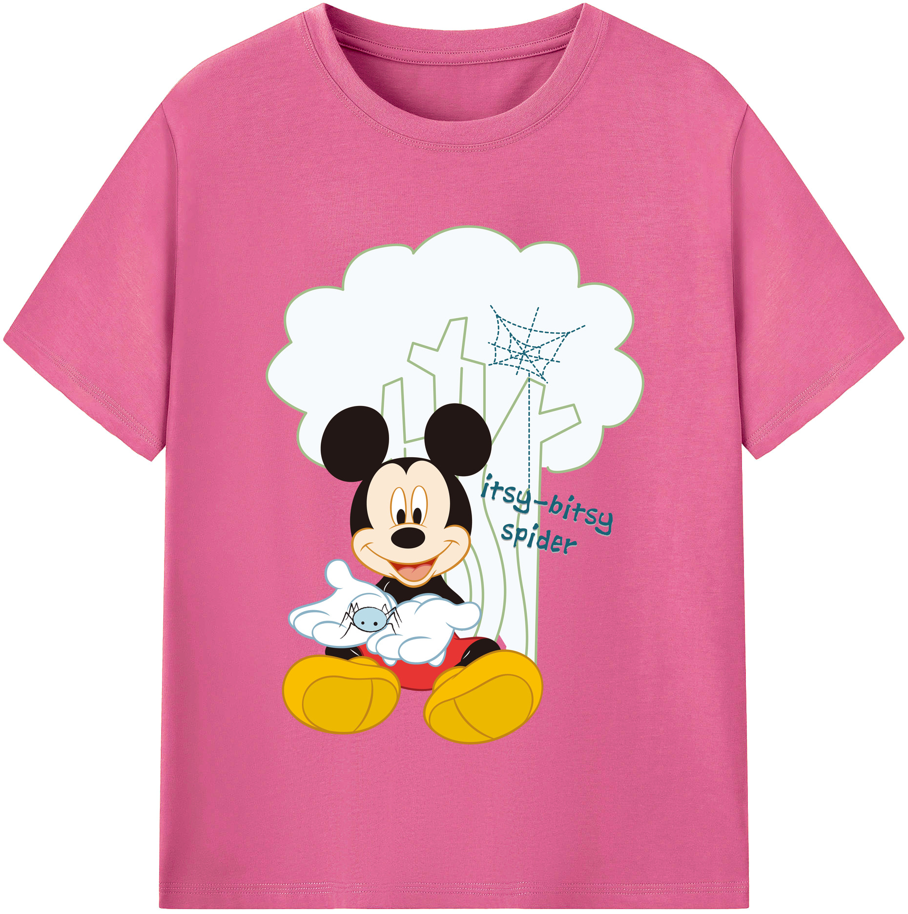 （画像用） ミッキーマウス Mickey Mouse レディースカジュアルプリントTシャツ（綿100％）