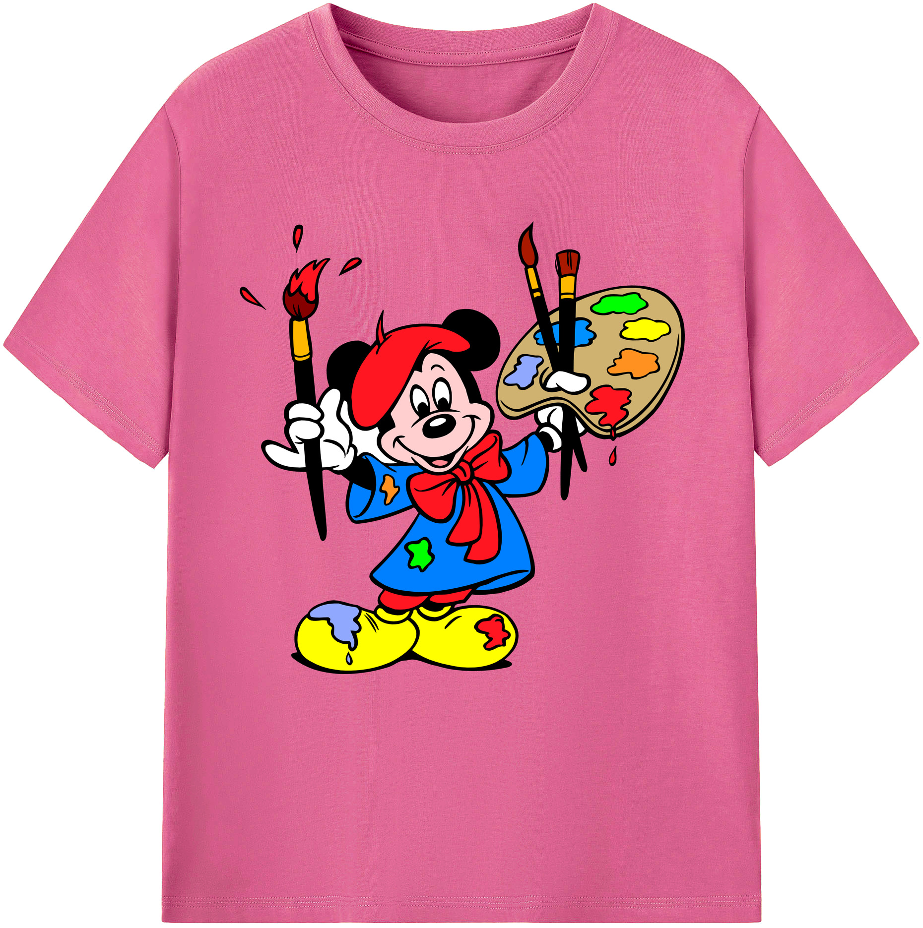 （画像用） ミッキーマウス Mickey Mouse レディースカジュアルプリントTシャツ（綿100％）
