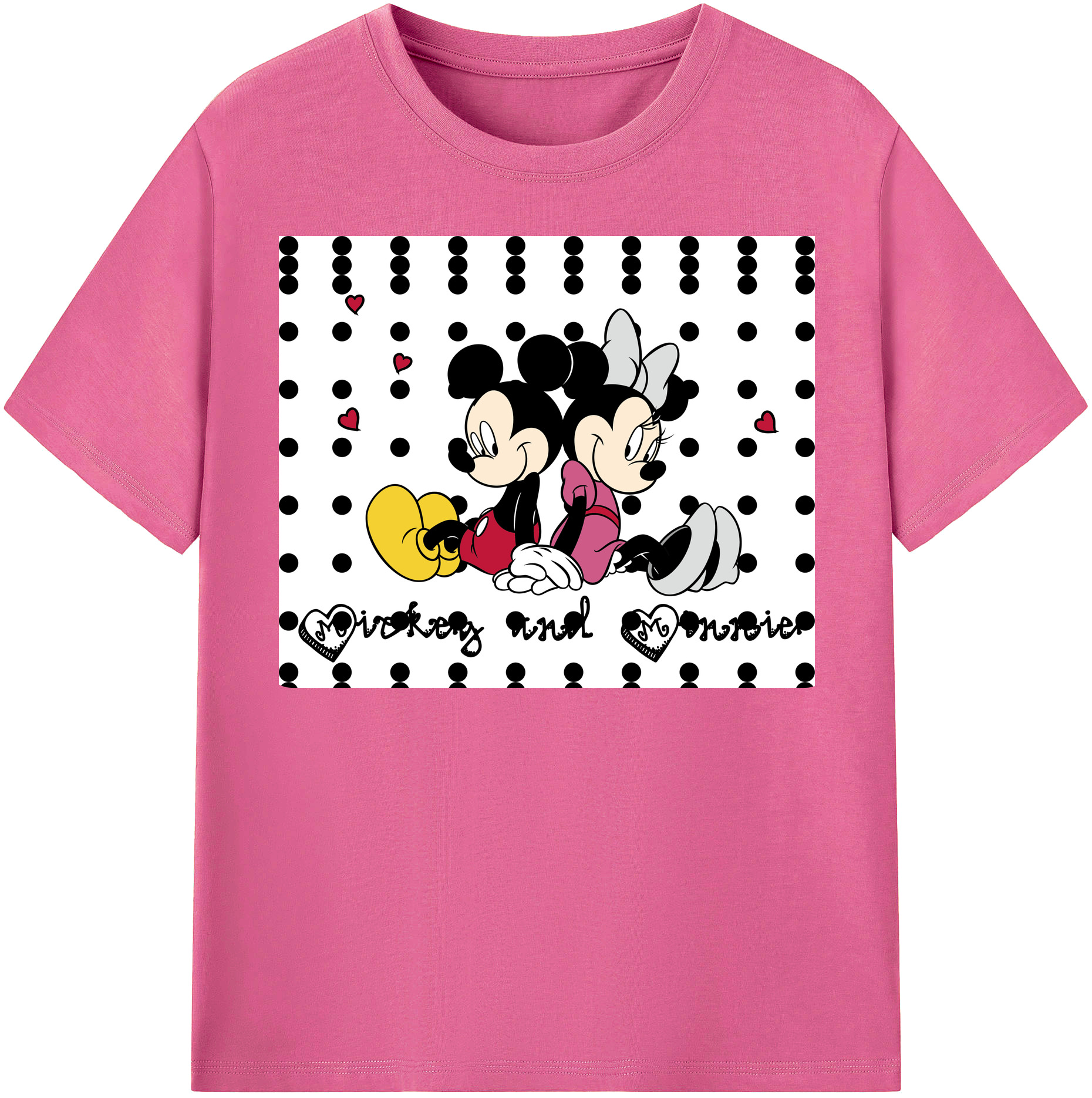 （画像用） ミッキーマウス Mickey Mouse レディースカジュアルプリントTシャツ（綿100％）
