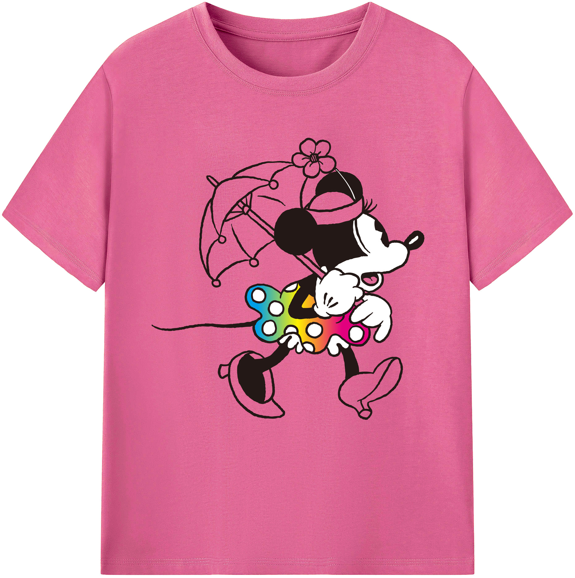 （画像用） ミッキーマウス Mickey Mouse レディースカジュアルプリントTシャツ（綿100％）