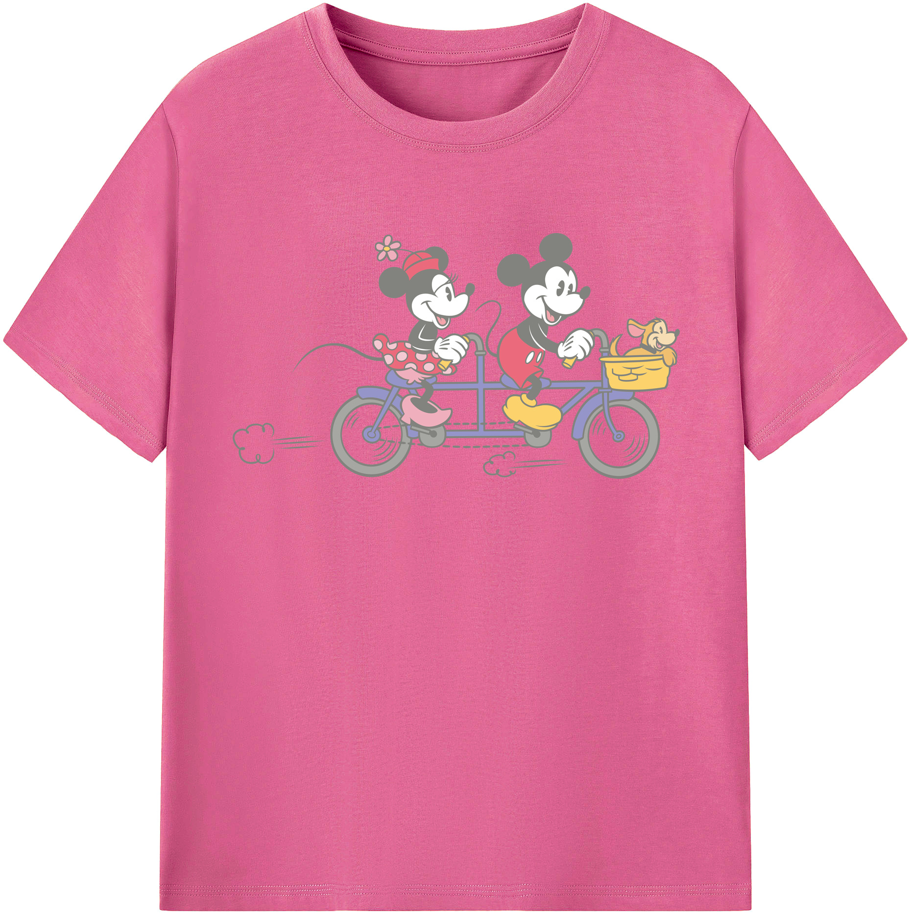 （画像用） ミッキーマウス Mickey Mouse レディースカジュアルプリントTシャツ（綿100％）