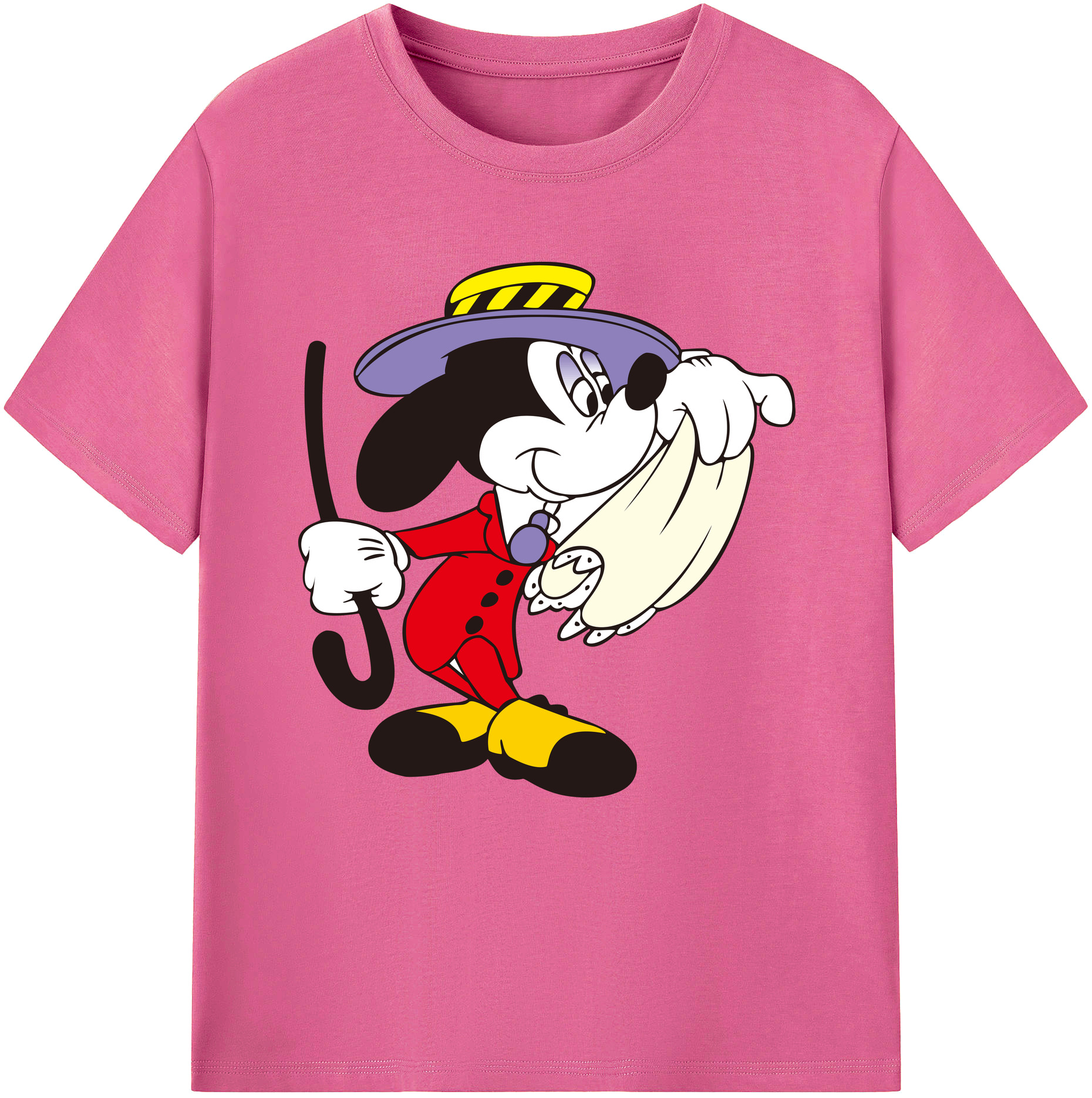 （画像用） ミッキーマウス Mickey Mouse レディースカジュアルプリントTシャツ（綿100％）