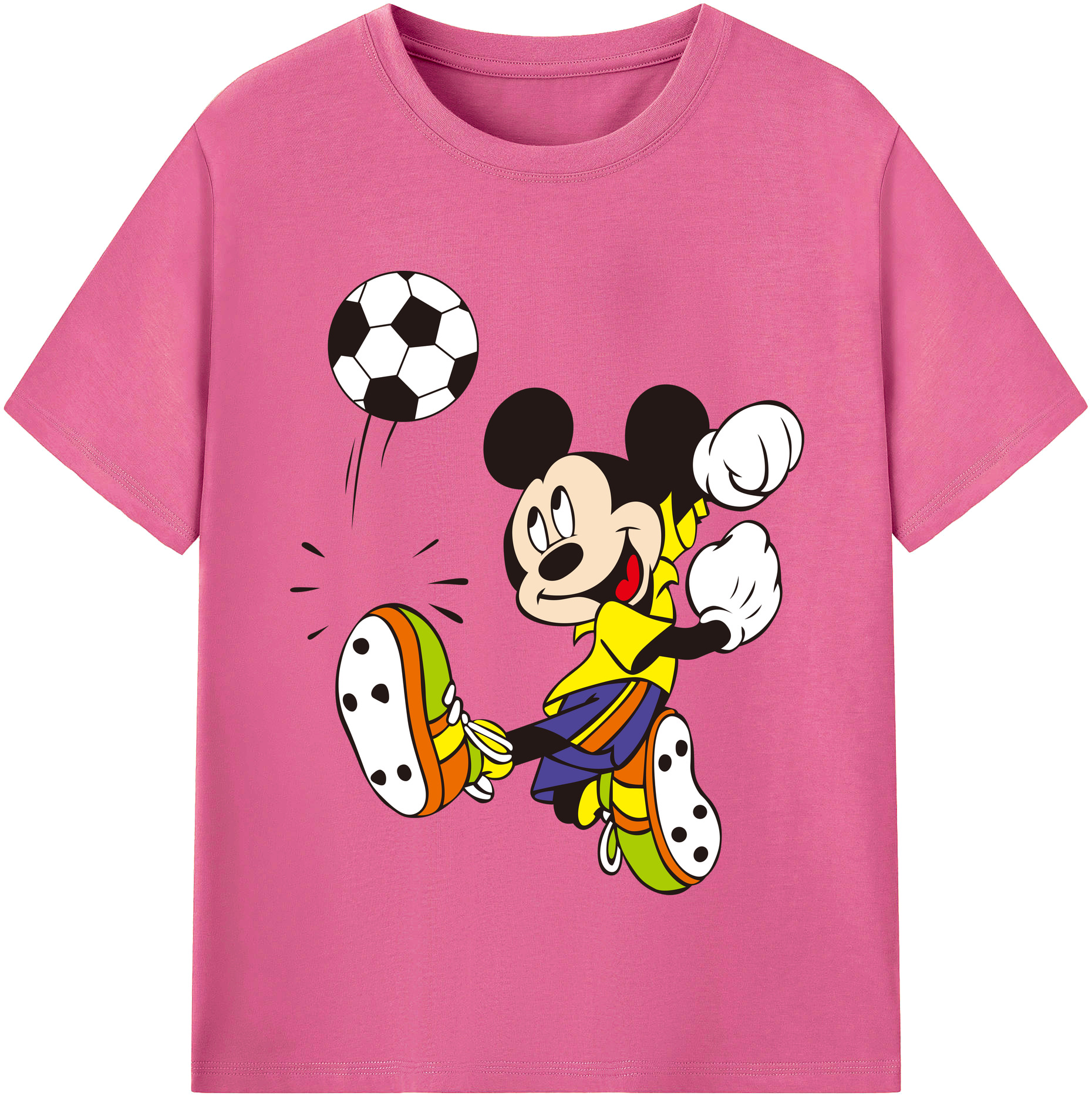 （画像用） ミッキーマウス Mickey Mouse レディースカジュアルプリントTシャツ（綿100％）