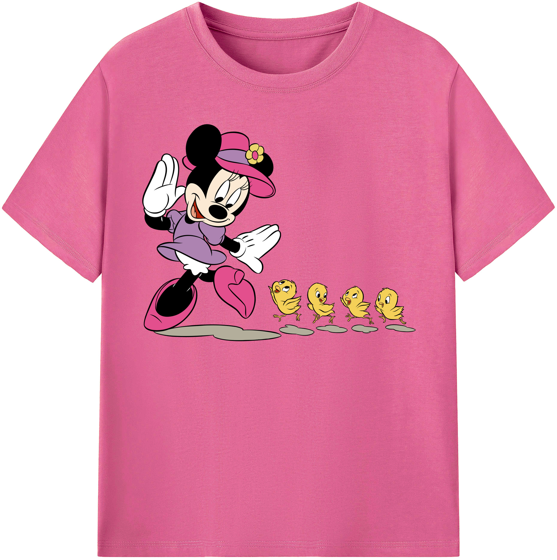 （画像用） ミッキーマウス Mickey Mouse レディースカジュアルプリントTシャツ（綿100％）