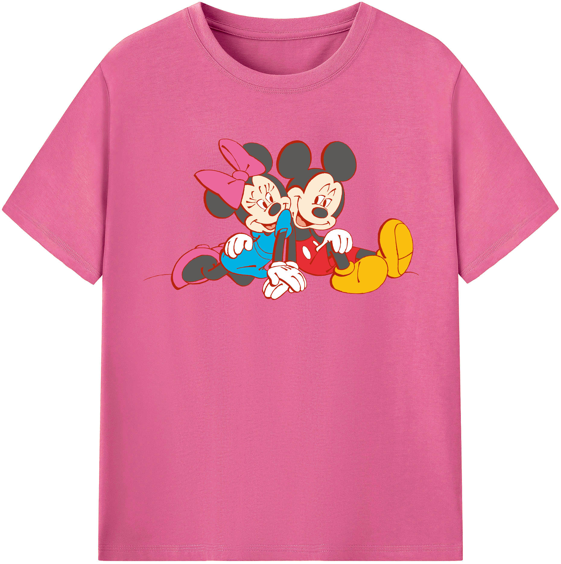 （画像用） ミッキーマウス Mickey Mouse レディースカジュアルプリントTシャツ（綿100％）