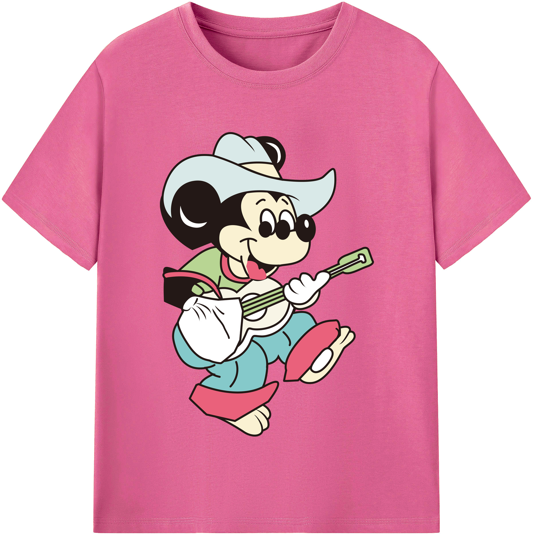 （画像用） ミッキーマウス Mickey Mouse レディースカジュアルプリントTシャツ（綿100％）