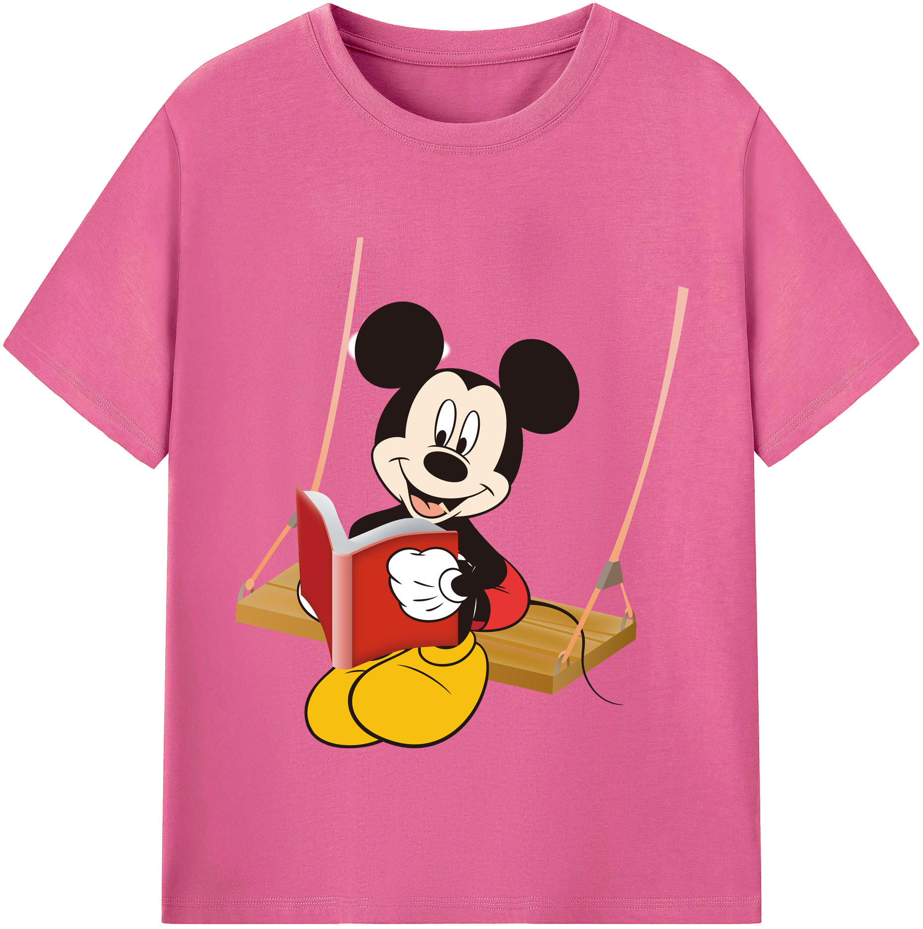 （画像用） ミッキーマウス Mickey Mouse レディースカジュアルプリントTシャツ（綿100％）