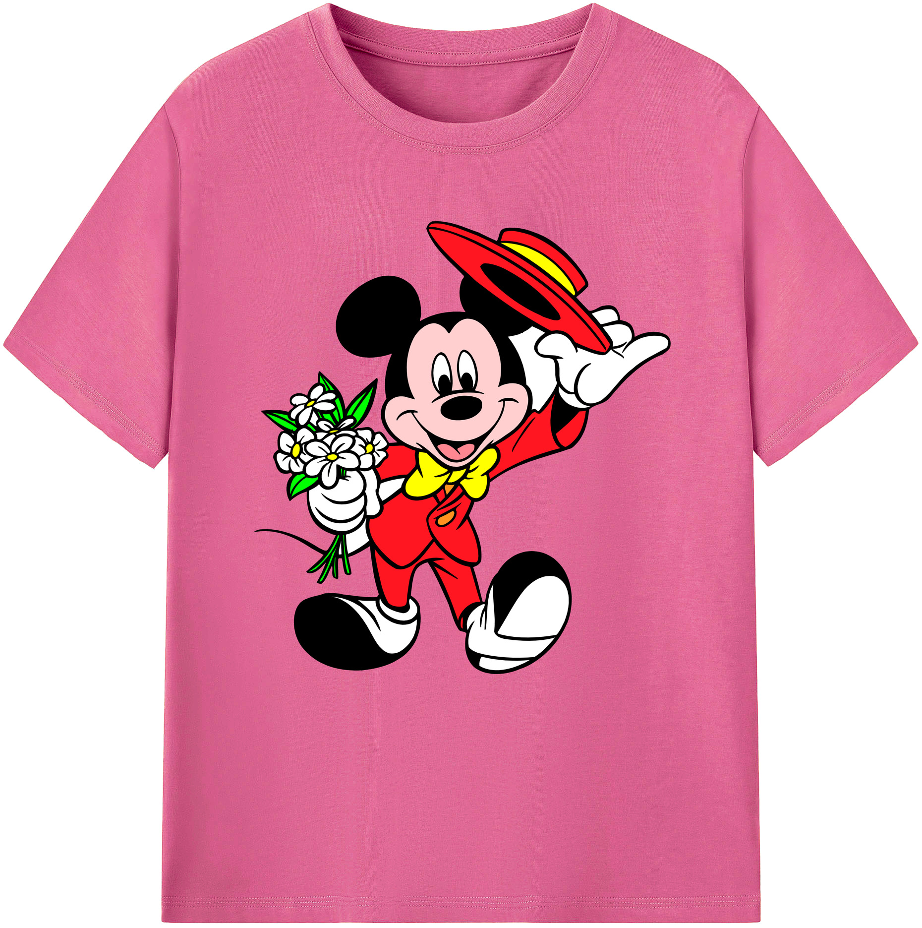 （画像用） ミッキーマウス Mickey Mouse レディースカジュアルプリントTシャツ（綿100％）
