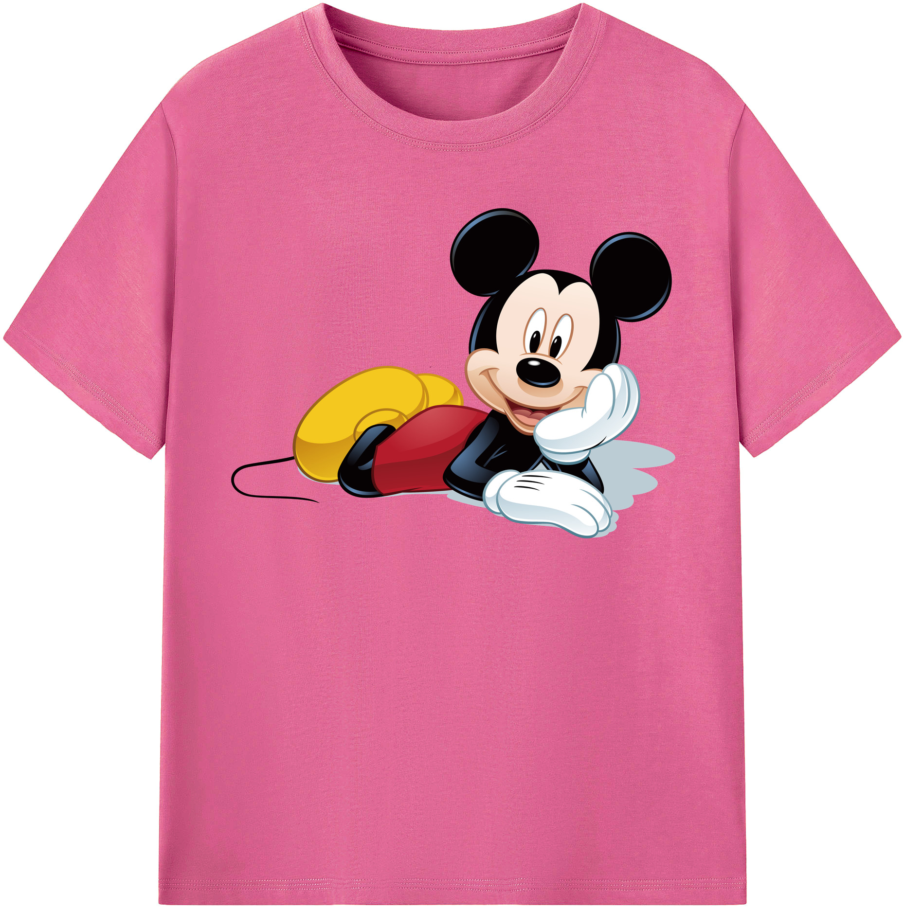（画像用） ミッキーマウス Mickey Mouse レディースカジュアルプリントTシャツ（綿100％）