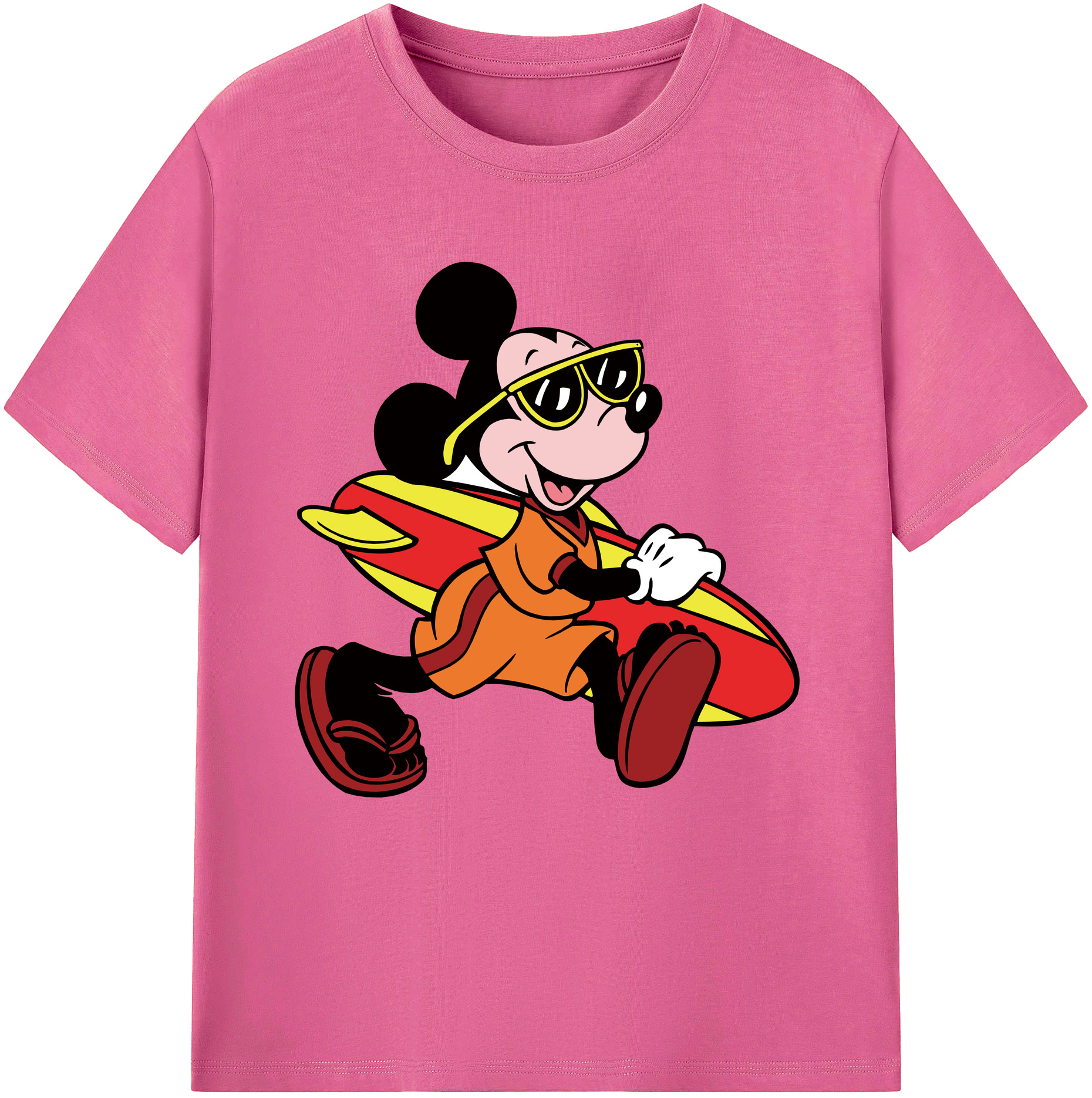 （画像用） ミッキーマウス Mickey Mouse レディースカジュアルプリントTシャツ（綿100％）