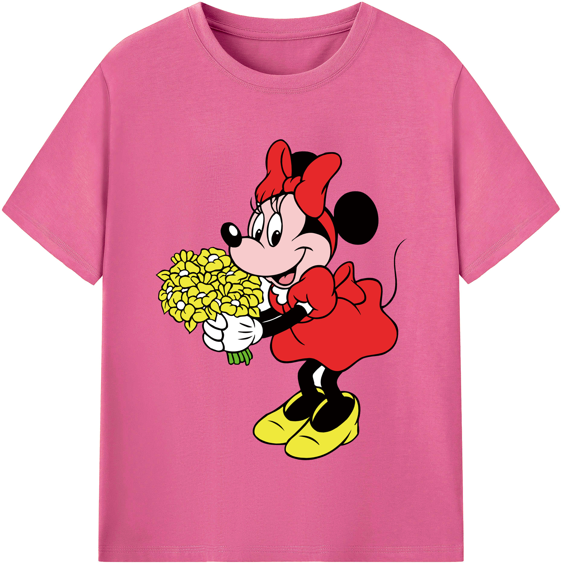 （画像用） ミッキーマウス Mickey Mouse レディースカジュアルプリントTシャツ（綿100％）