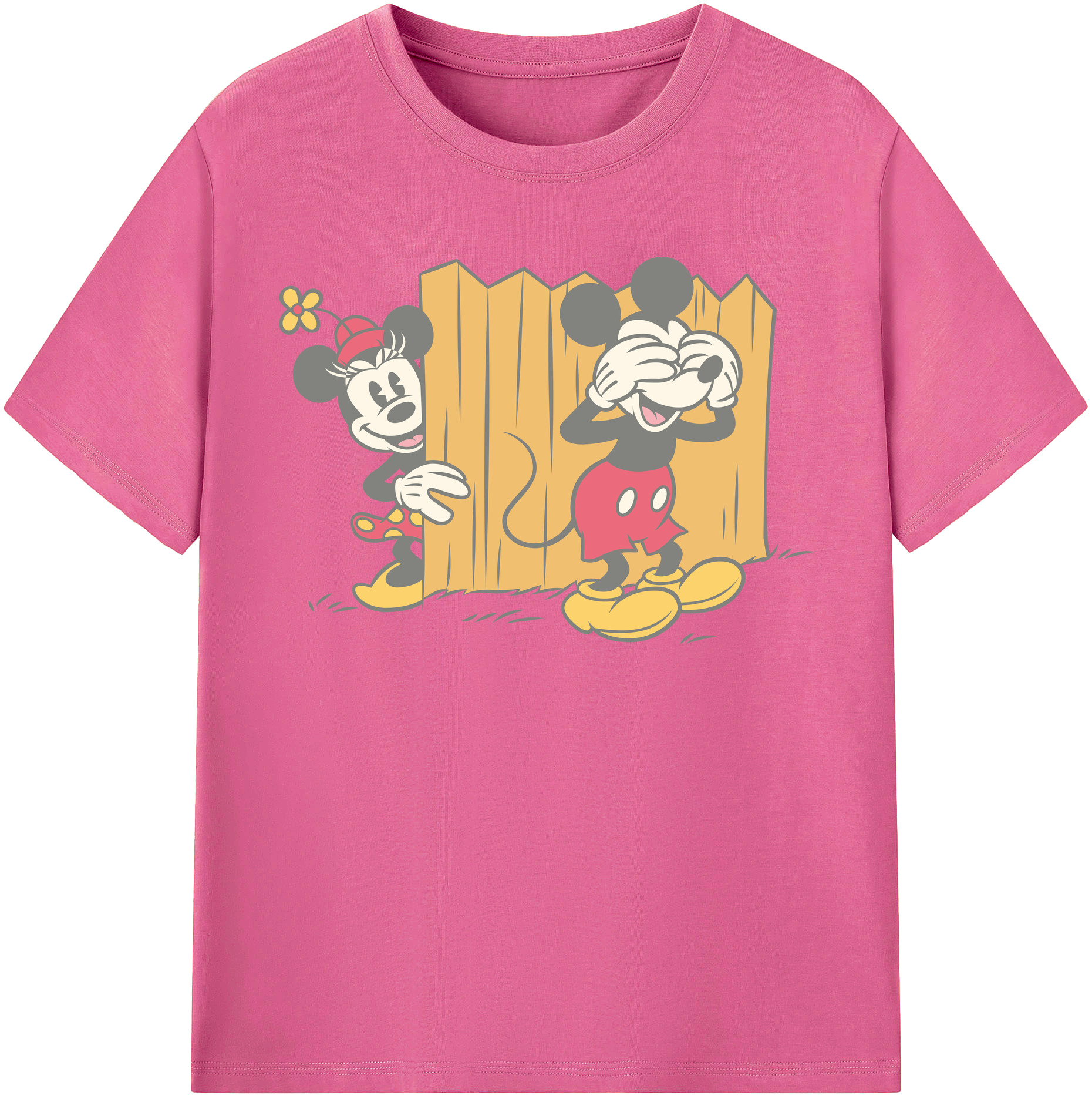 （画像用） ミッキーマウス Mickey Mouse レディースカジュアルプリントTシャツ（綿100％）