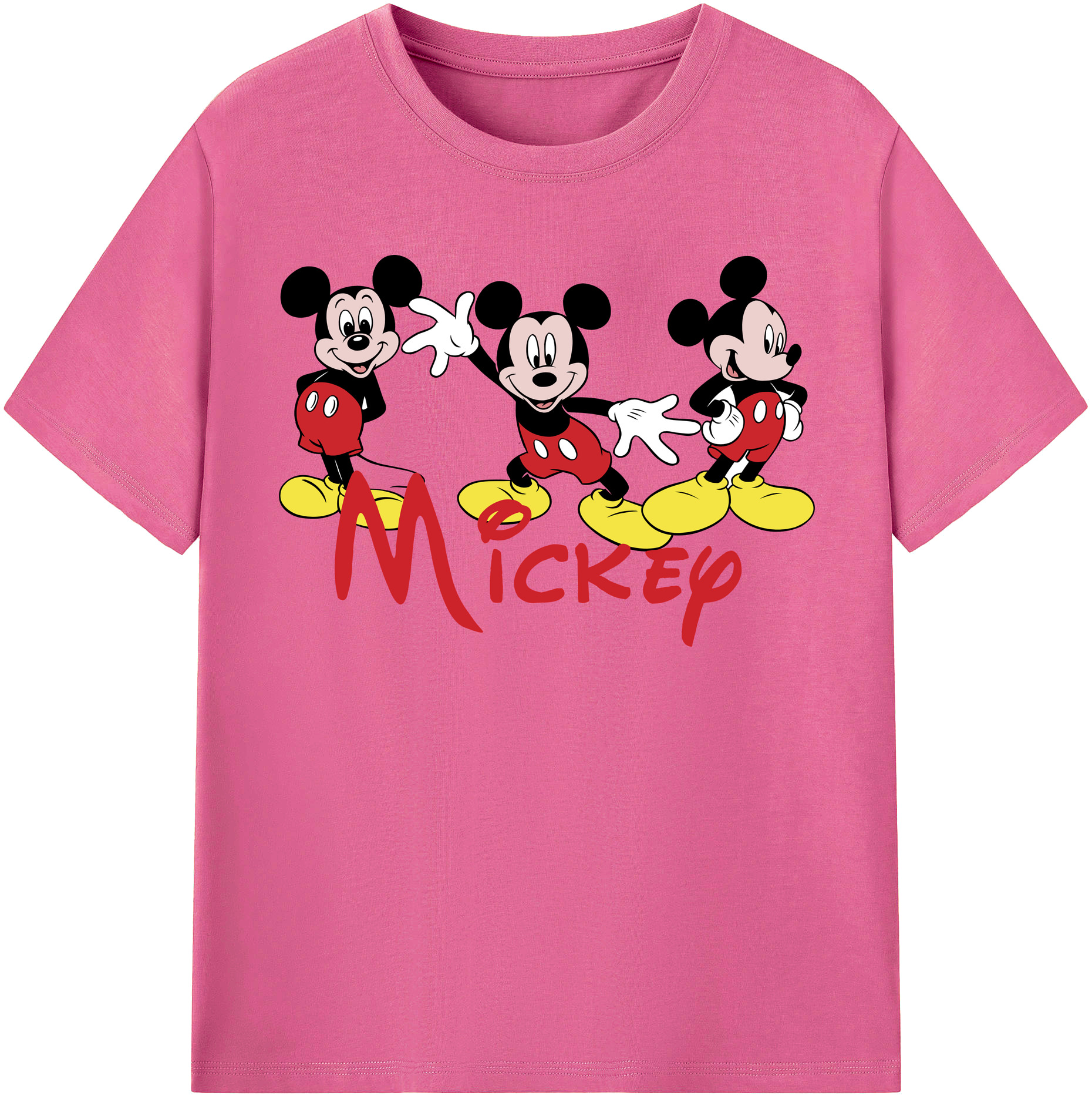 （画像用） ミッキーマウス Mickey Mouse レディースカジュアルプリントTシャツ（綿100％）