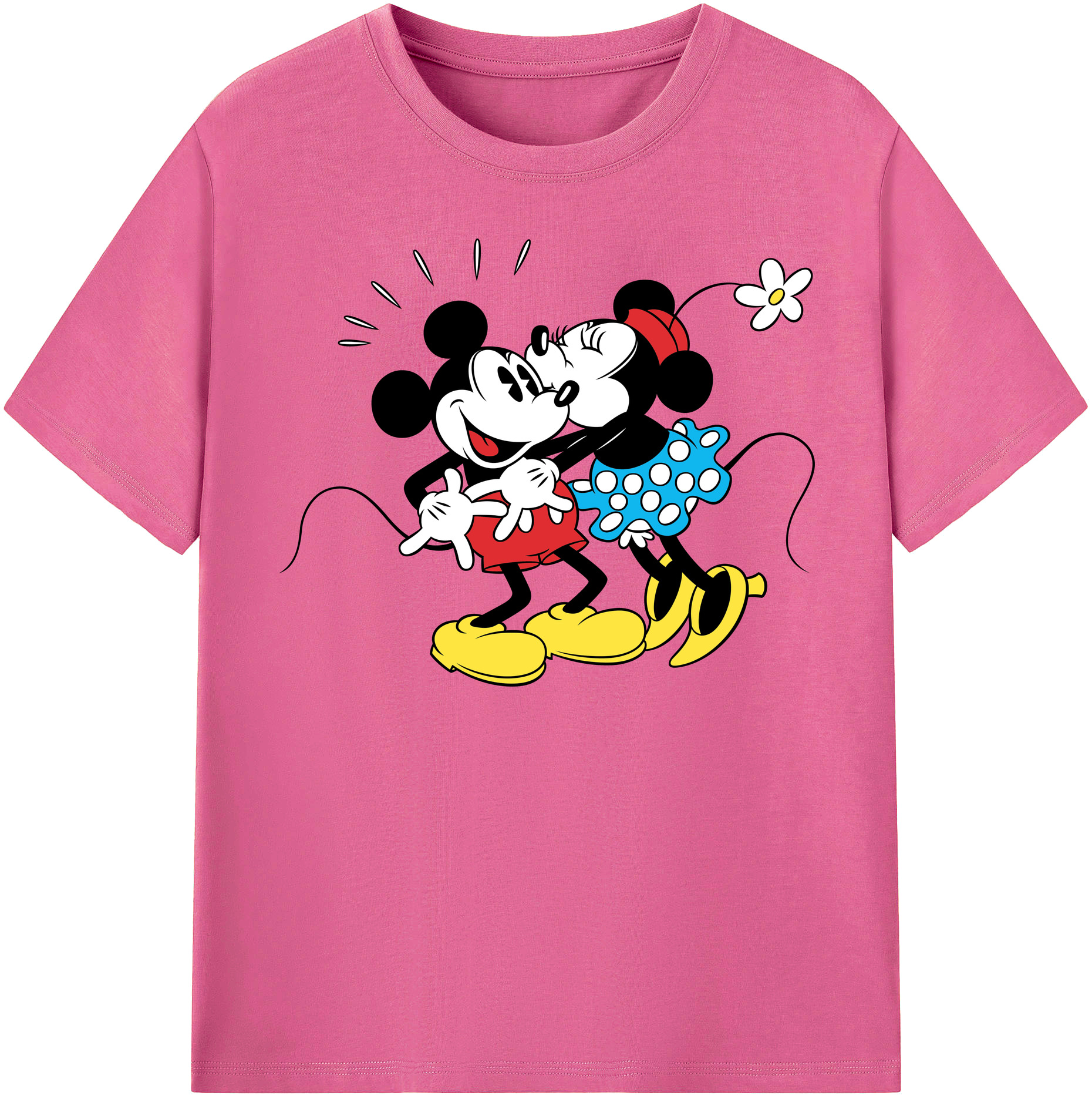 （画像用） ミッキーマウス Mickey Mouse レディースカジュアルプリントTシャツ（綿100％）