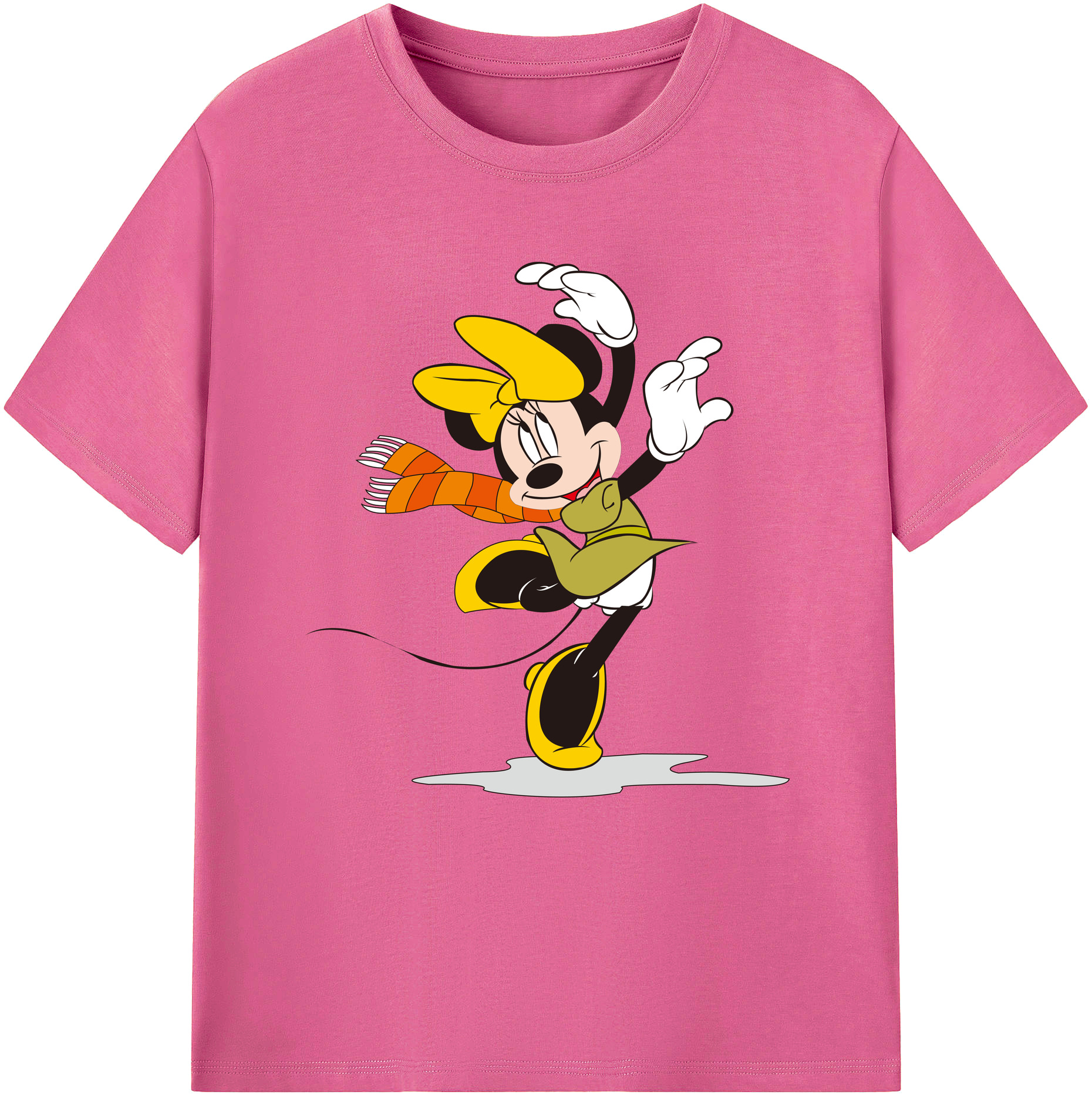 （画像用） ミッキーマウス Mickey Mouse レディースカジュアルプリントTシャツ（綿100％）
