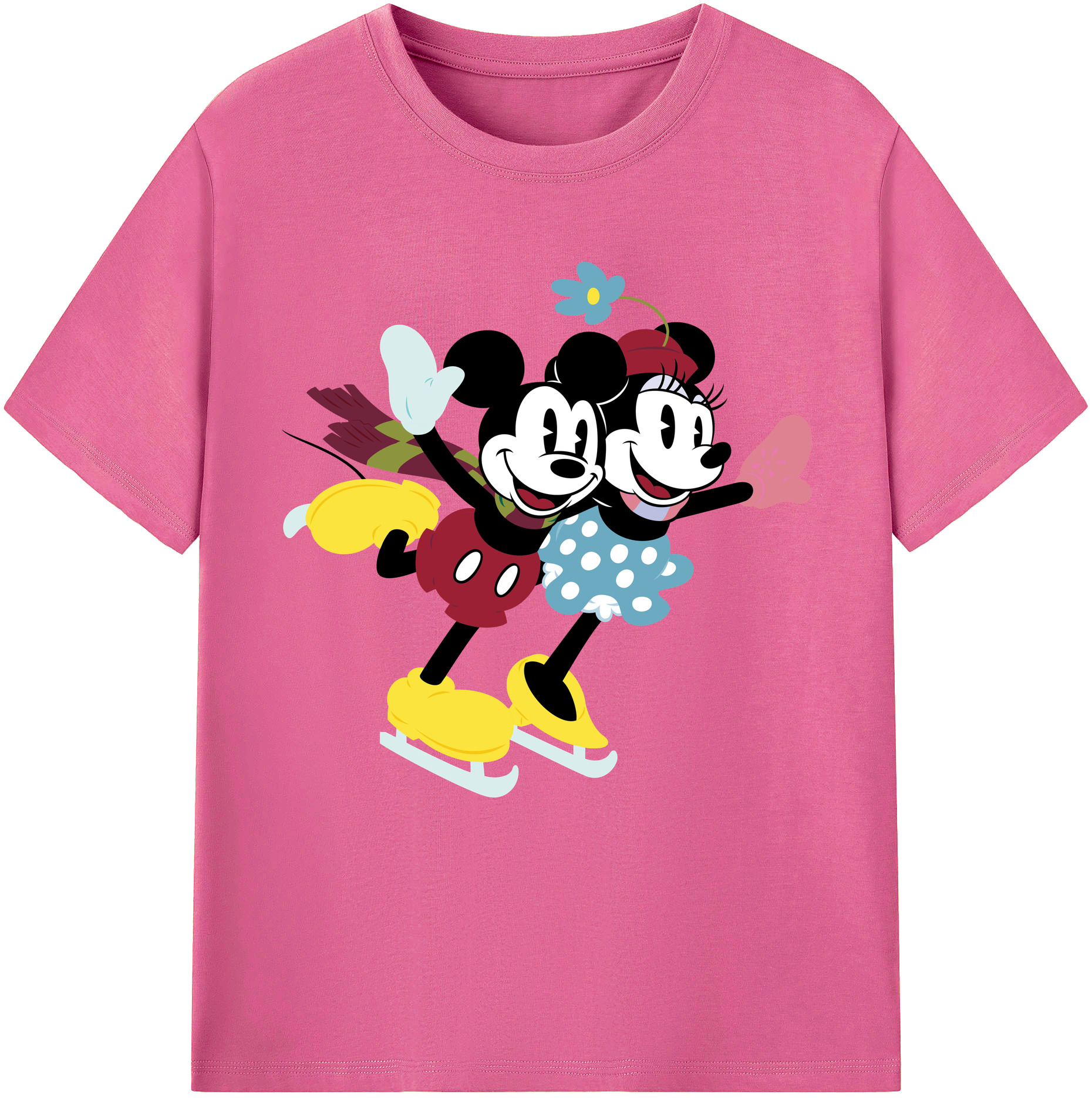 （画像用） ミッキーマウス Mickey Mouse レディースカジュアルプリントTシャツ（綿100％）