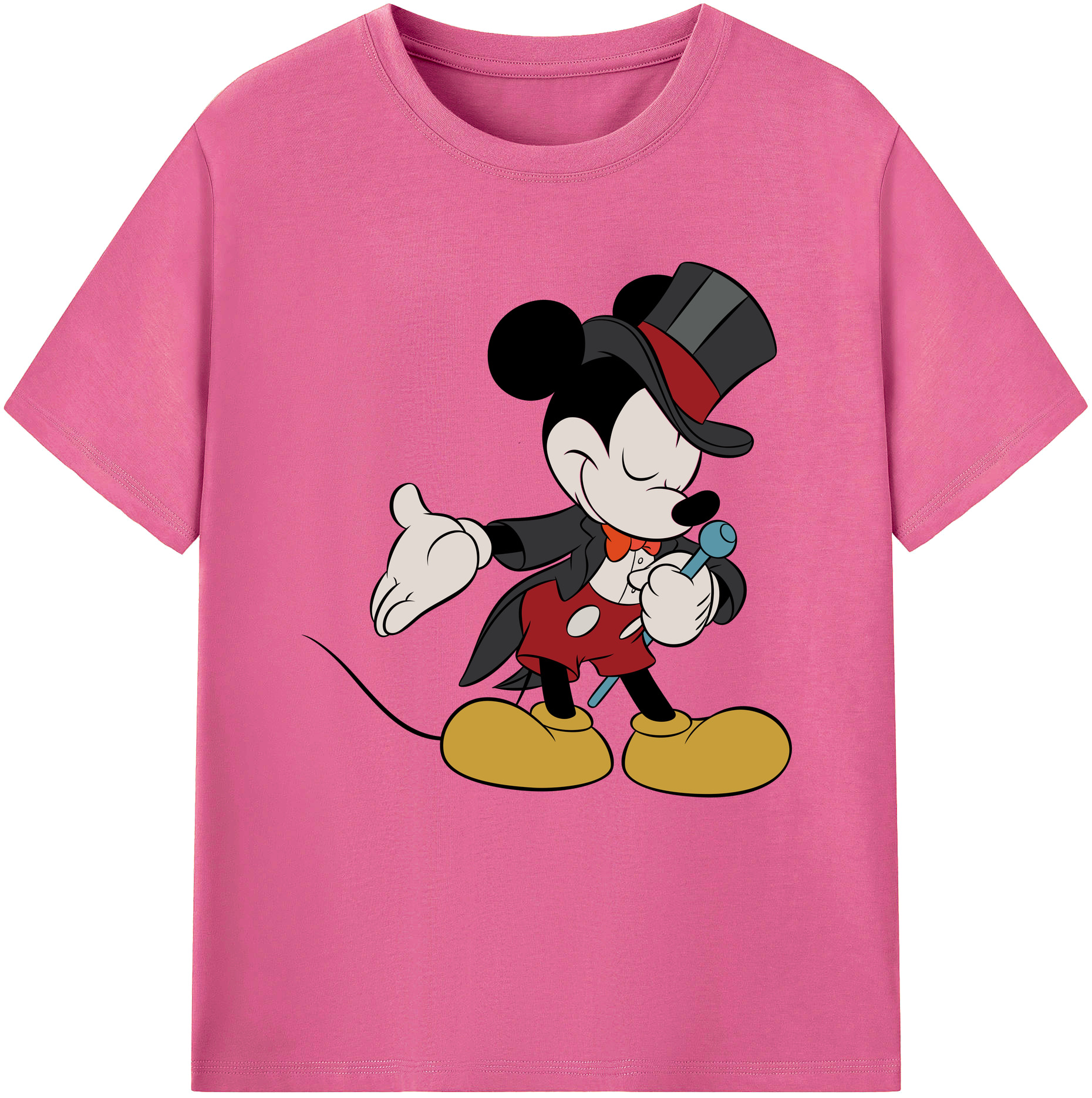 （画像用） ミッキーマウス Mickey Mouse レディースカジュアルプリントTシャツ（綿100％）