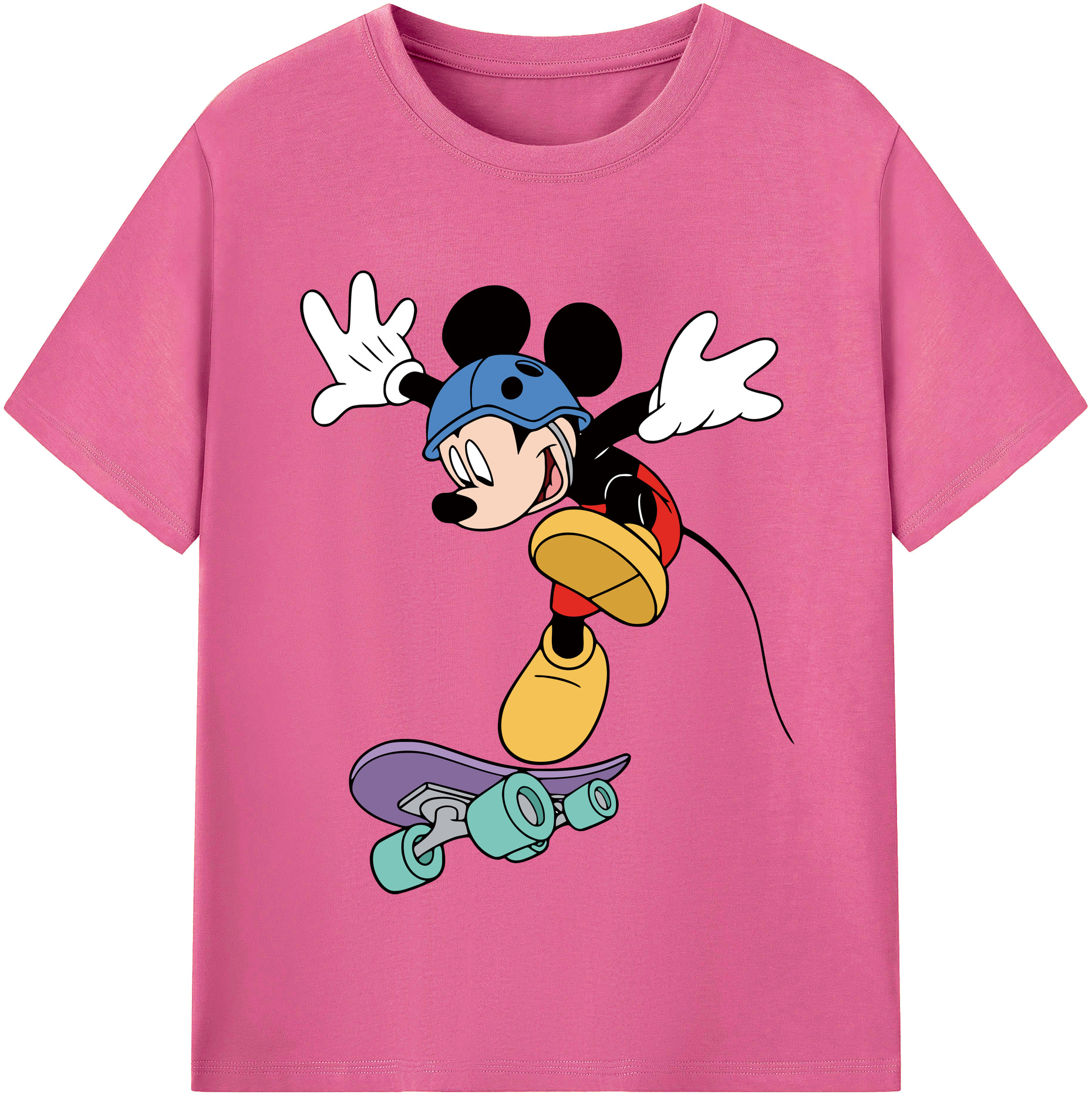 （画像用） ミッキーマウス Mickey Mouse レディースカジュアルプリントTシャツ（綿100％）