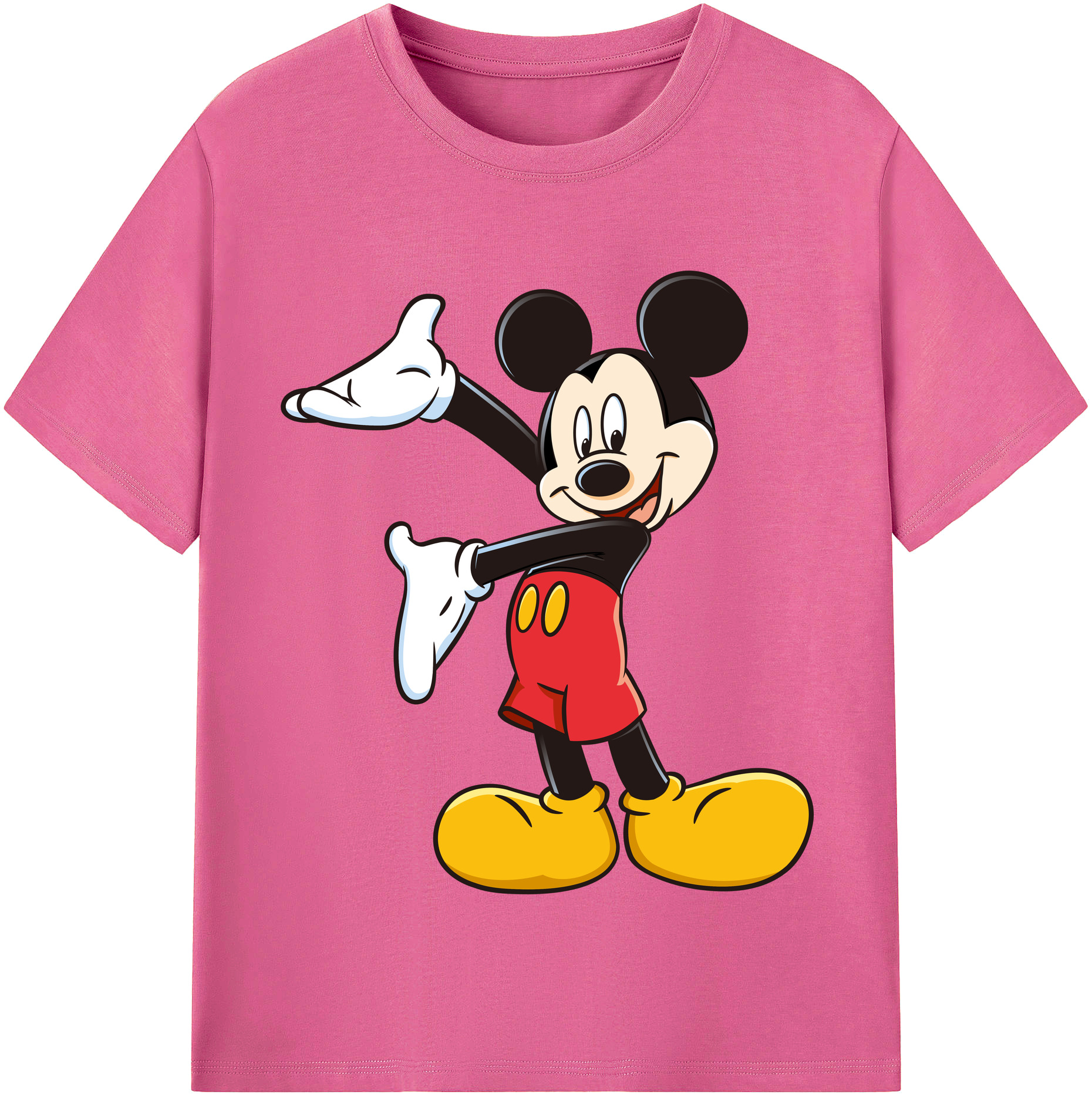 （画像用） ミッキーマウス Mickey Mouse レディースカジュアルプリントTシャツ（綿100％）