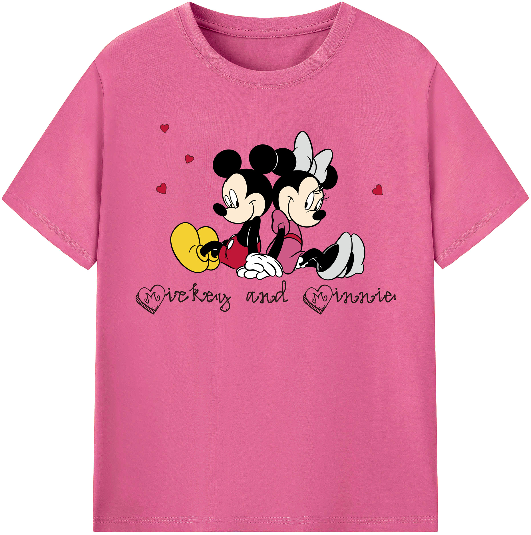 （画像用） ミッキーマウス Mickey Mouse レディースカジュアルプリントTシャツ（綿100％）