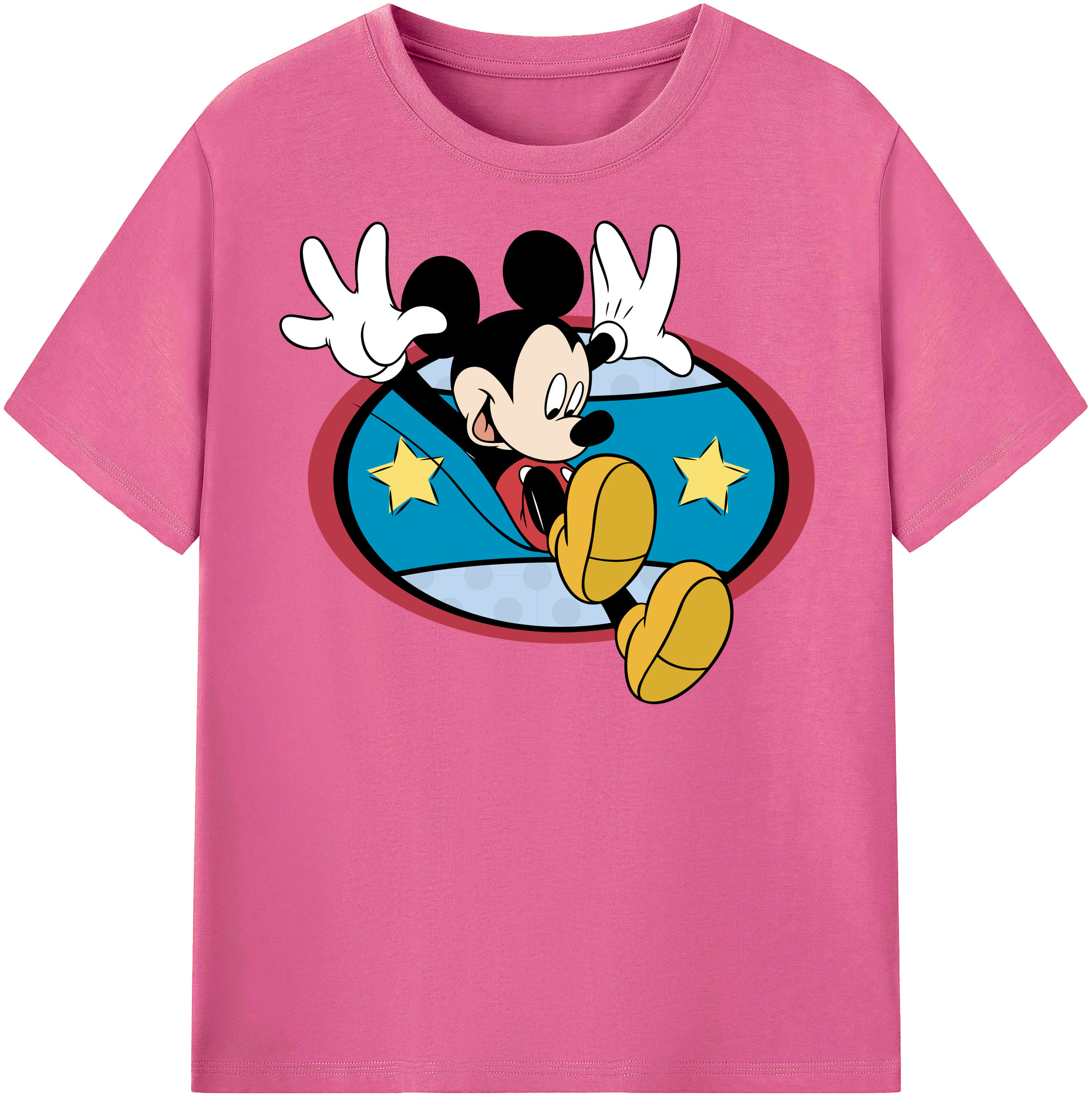 （画像用） ミッキーマウス Mickey Mouse レディースカジュアルプリントTシャツ（綿100％）