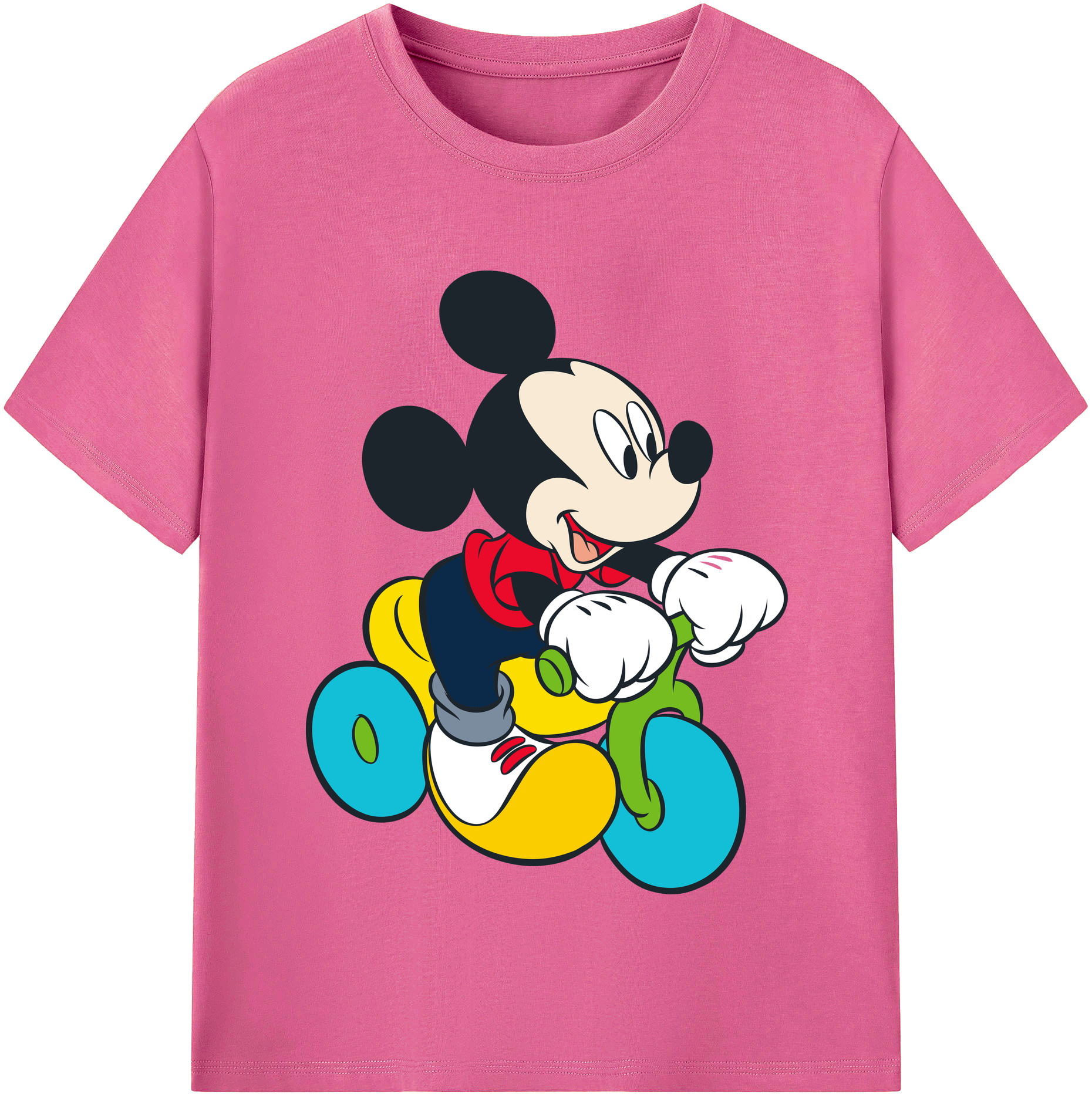 （画像用） ミッキーマウス Mickey Mouse レディースカジュアルプリントTシャツ（綿100％）