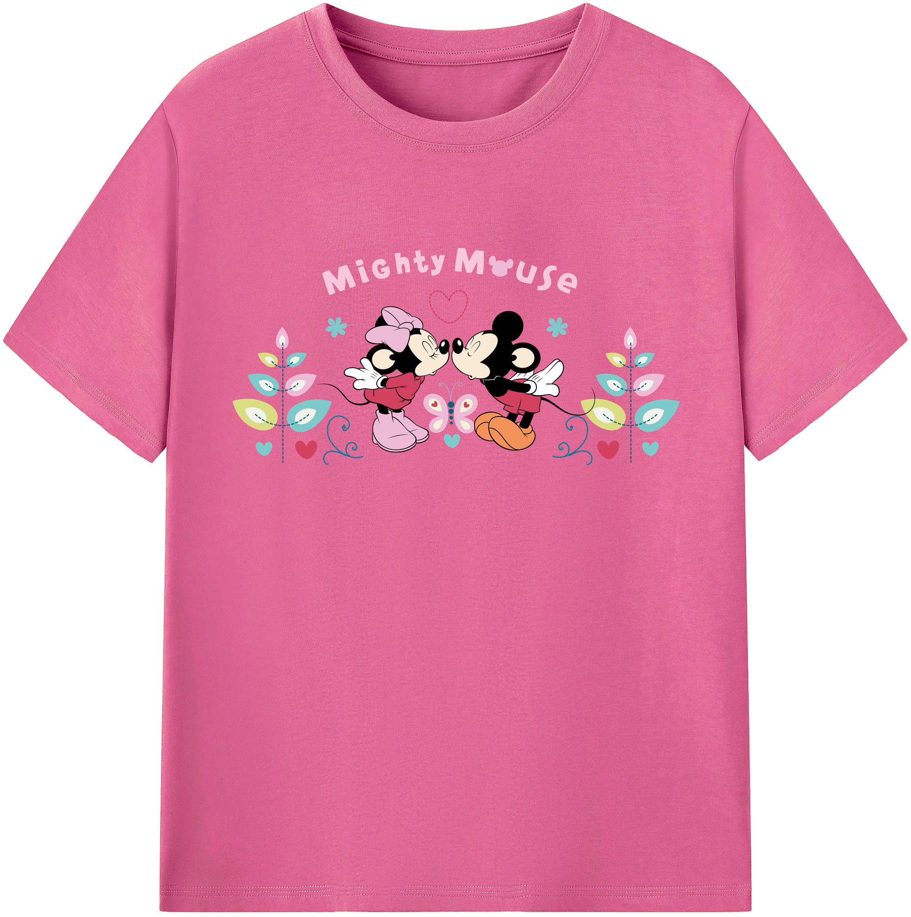 （画像用） ミッキーマウス Mickey Mouse レディースカジュアルプリントTシャツ（綿100％）