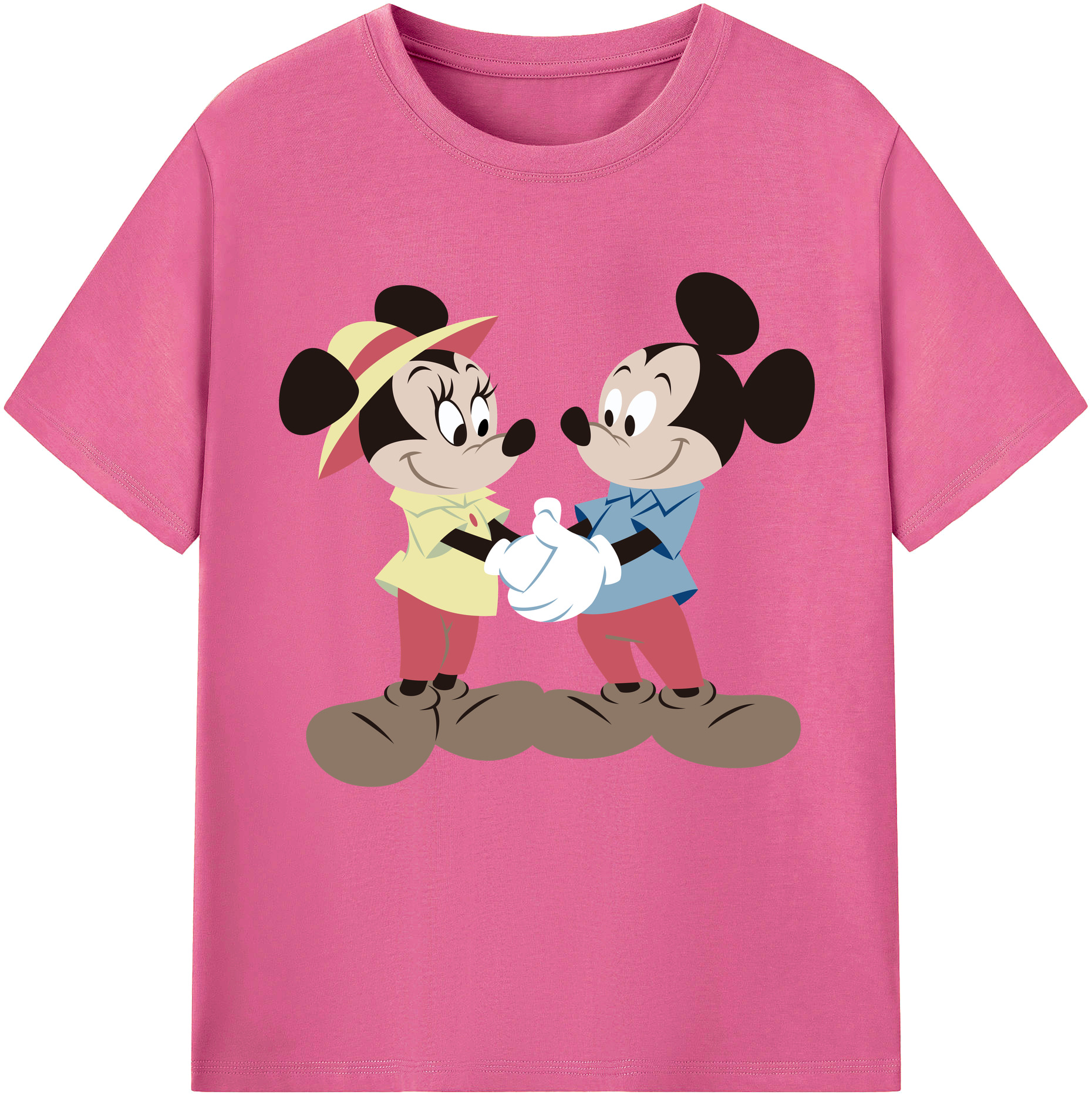 （画像用） ミッキーマウス Mickey Mouse レディースカジュアルプリントTシャツ（綿100％）