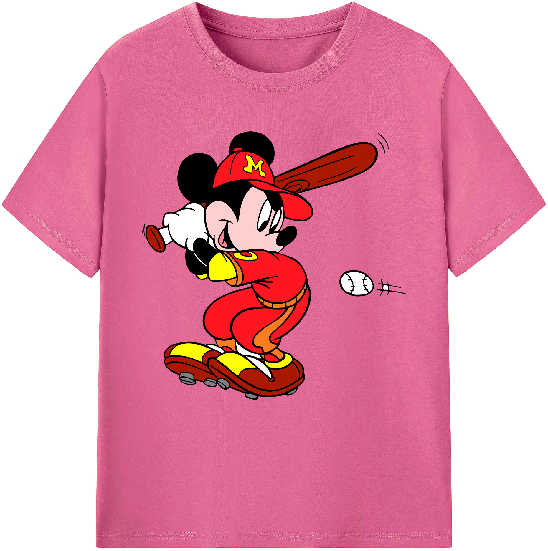 （画像用） ミッキーマウス Mickey Mouse レディースカジュアルプリントTシャツ（綿100％）