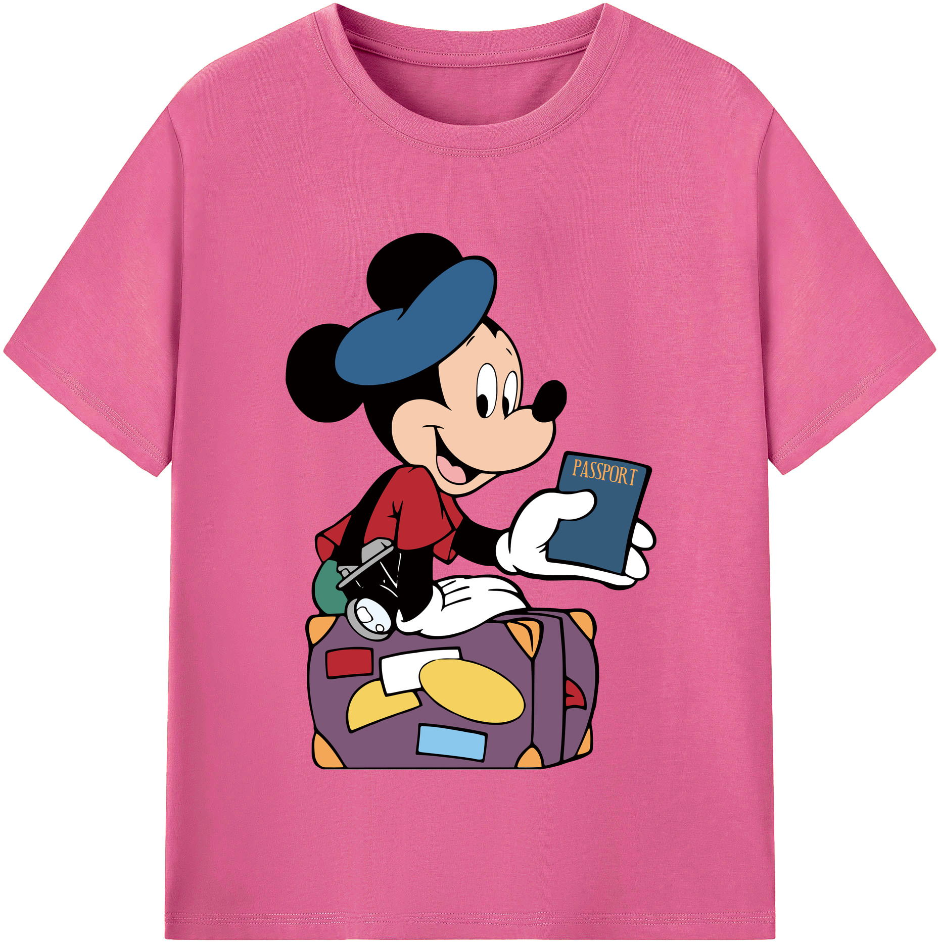 （画像用） ミッキーマウス Mickey Mouse レディースカジュアルプリントTシャツ（綿100％）