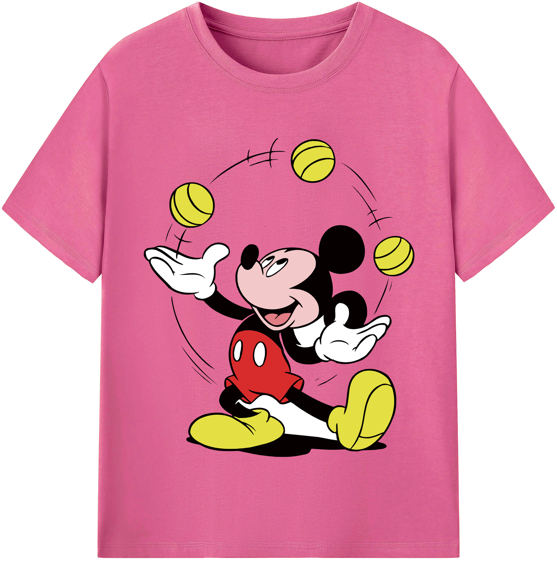 （画像用） ミッキーマウス Mickey Mouse レディースカジュアルプリントTシャツ（綿100％）