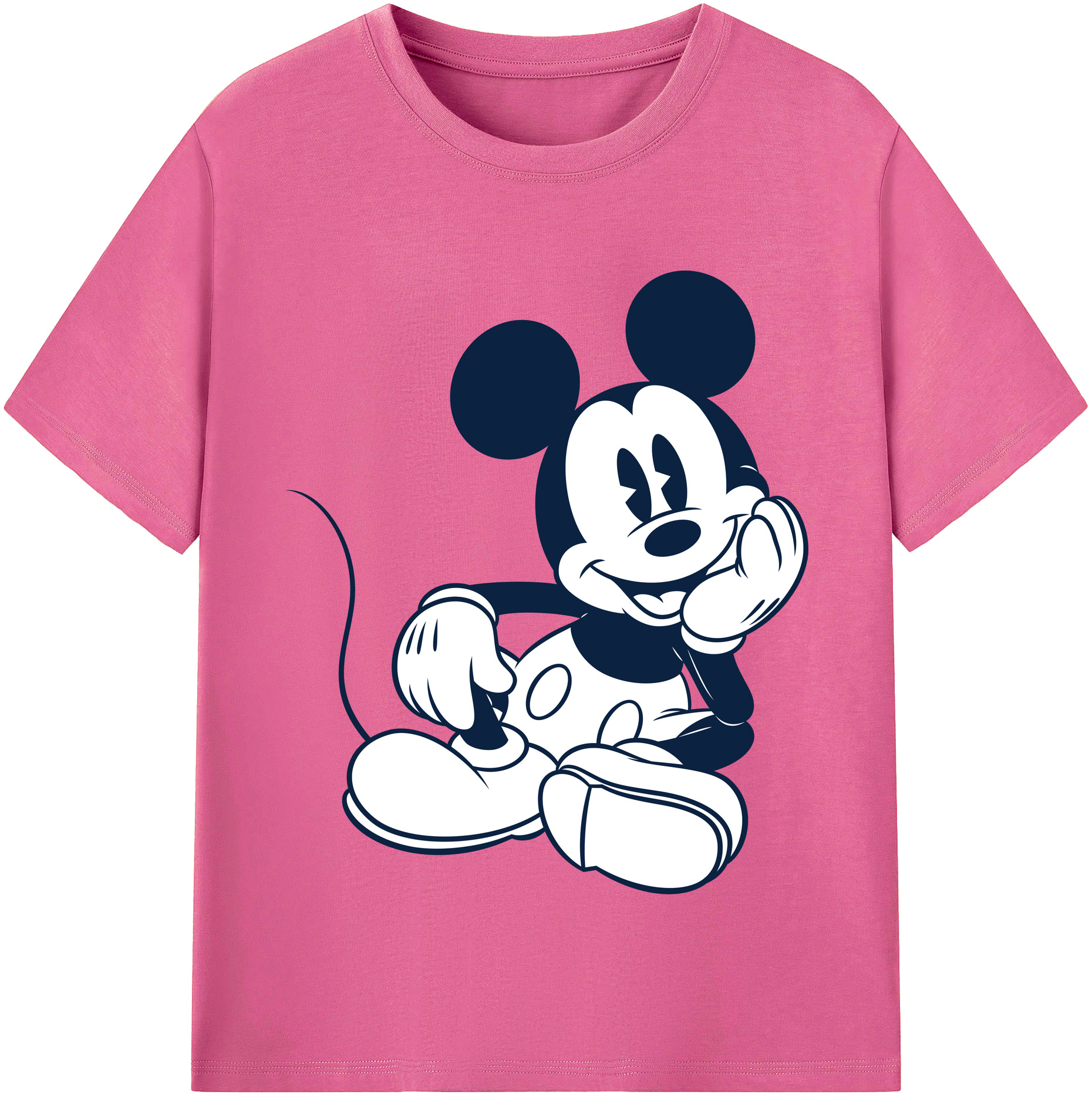 （画像用） ミッキーマウス Mickey Mouse レディースカジュアルプリントTシャツ（綿100％）