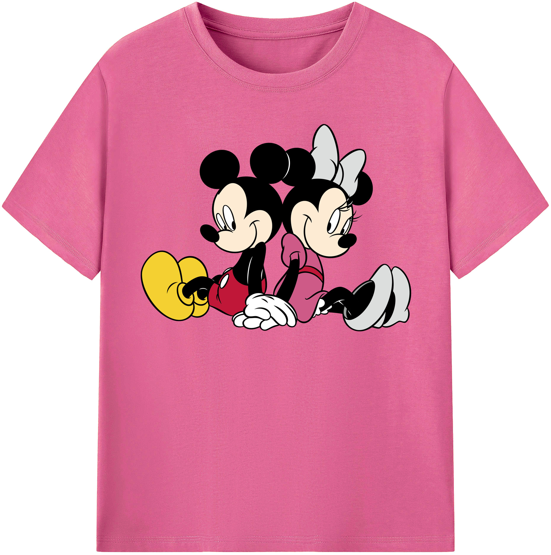 （画像用） ミッキーマウス Mickey Mouse レディースカジュアルプリントTシャツ（綿100％）