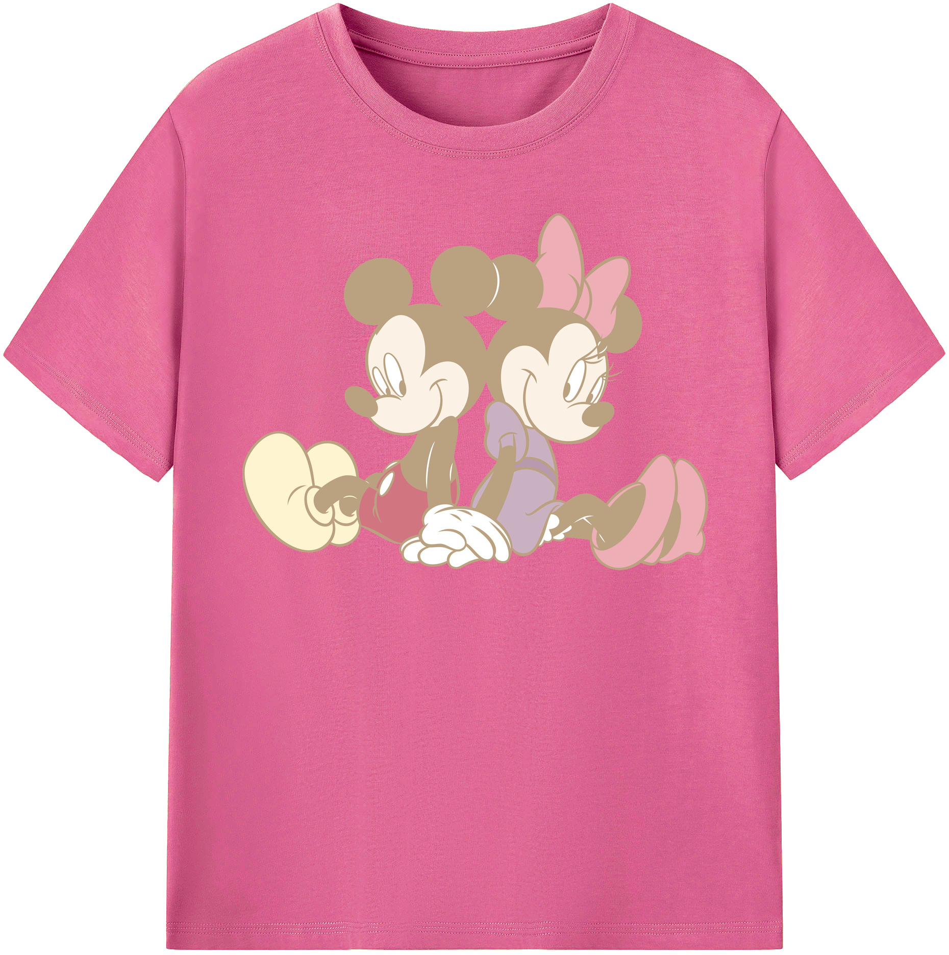 （画像用） ミッキーマウス Mickey Mouse レディースカジュアルプリントTシャツ（綿100％）
